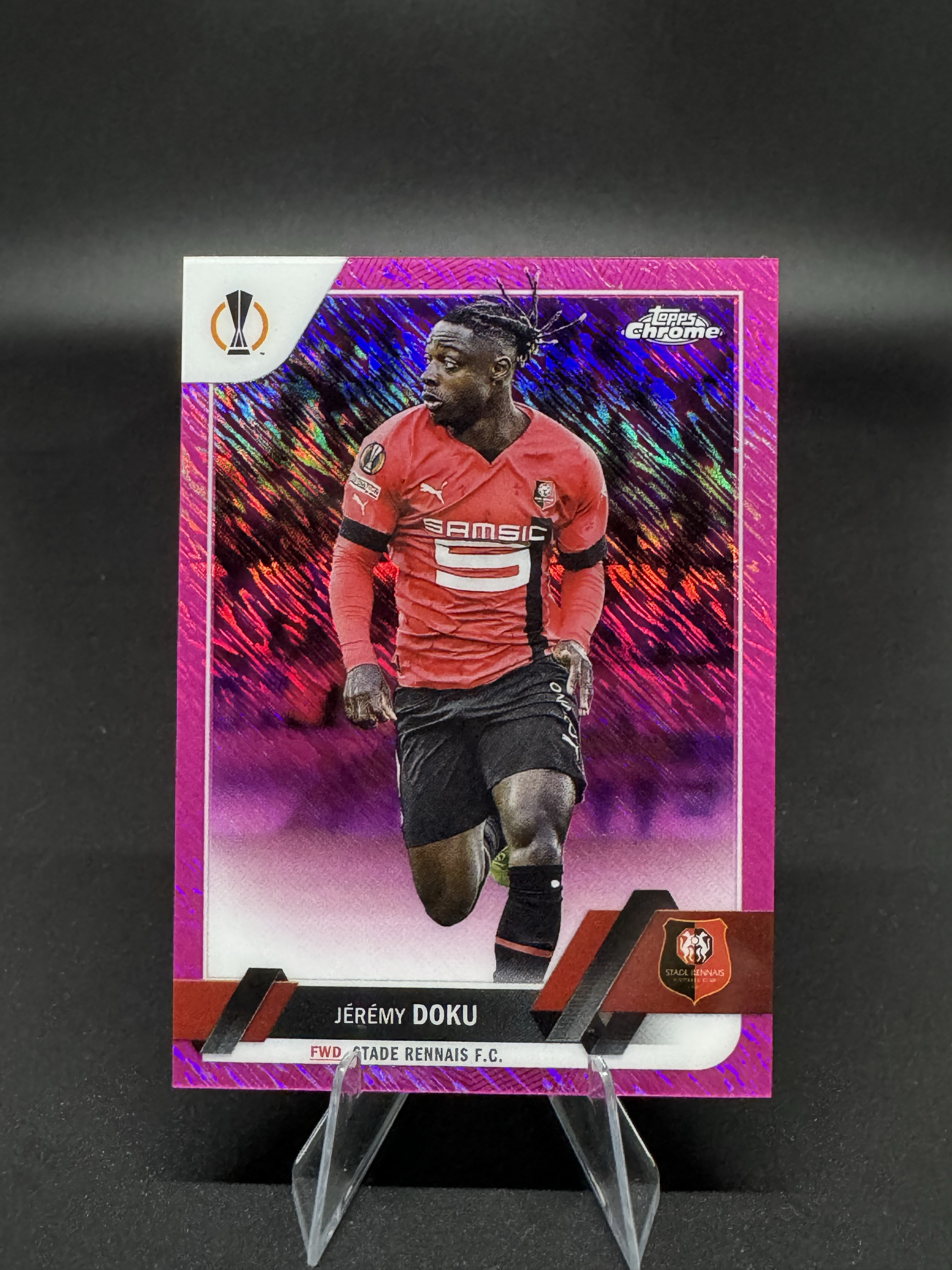 2023 Topps Chrome Jérémy Doku 【蓉城拍卖】多库 雷恩 曼城 245/250编 欧冠tc 粉shimmer折 收藏必备 赛文