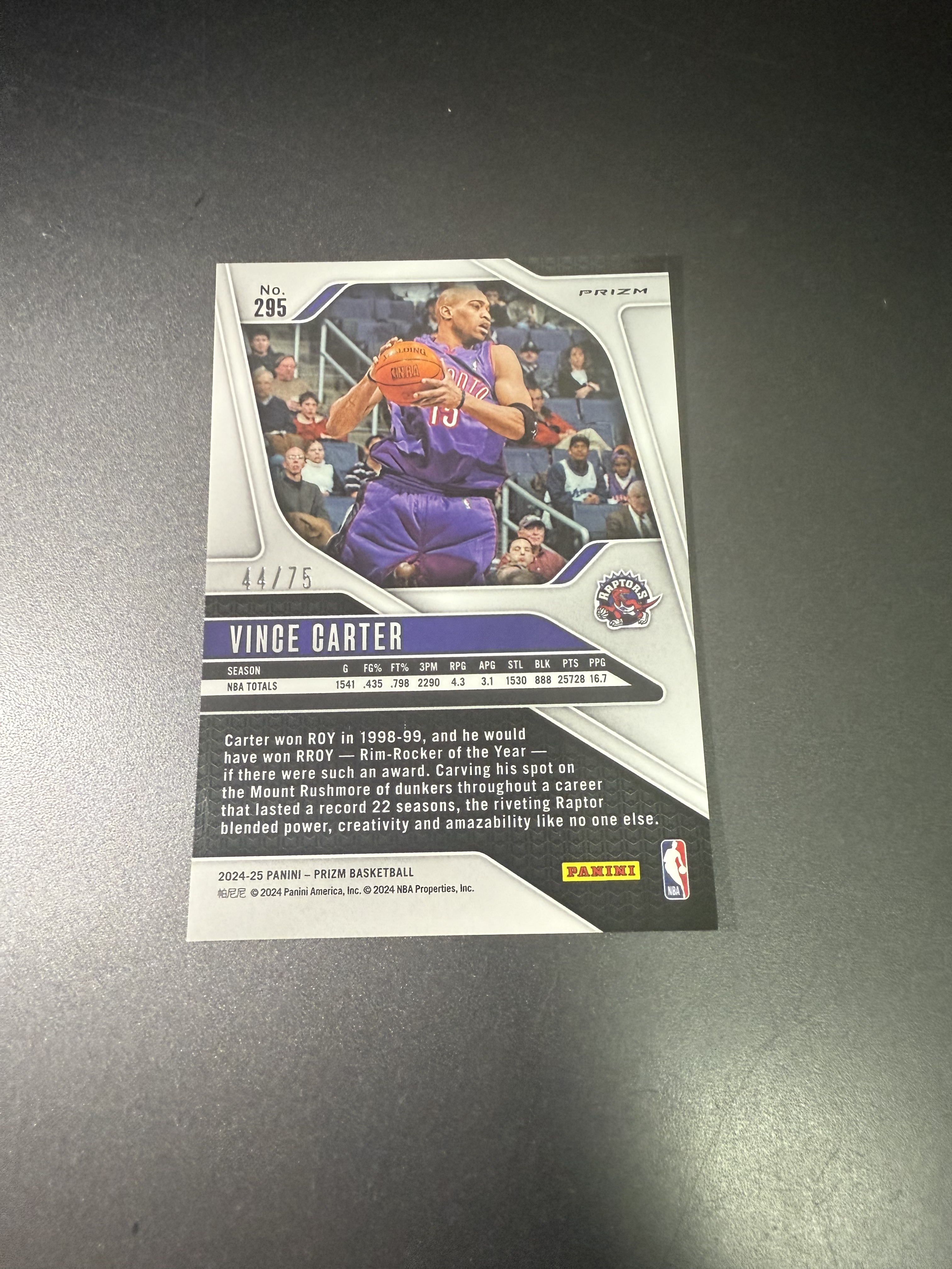 2024-25 Panini Prizm Vince Carter 文斯 卡特/加拿大飞人 紫泡泡 75编 0
