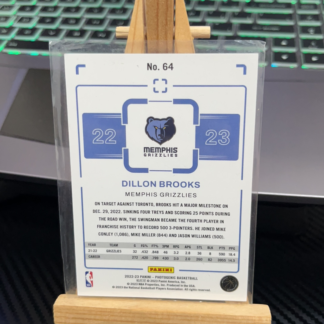 2022-23 Panini PaniniPhotoGenicNBA Dillon Brooks 狄龙 布鲁克斯 灰熊 上镜系列 卡品如图 瑕疵看图 凑图必备 值得收藏!