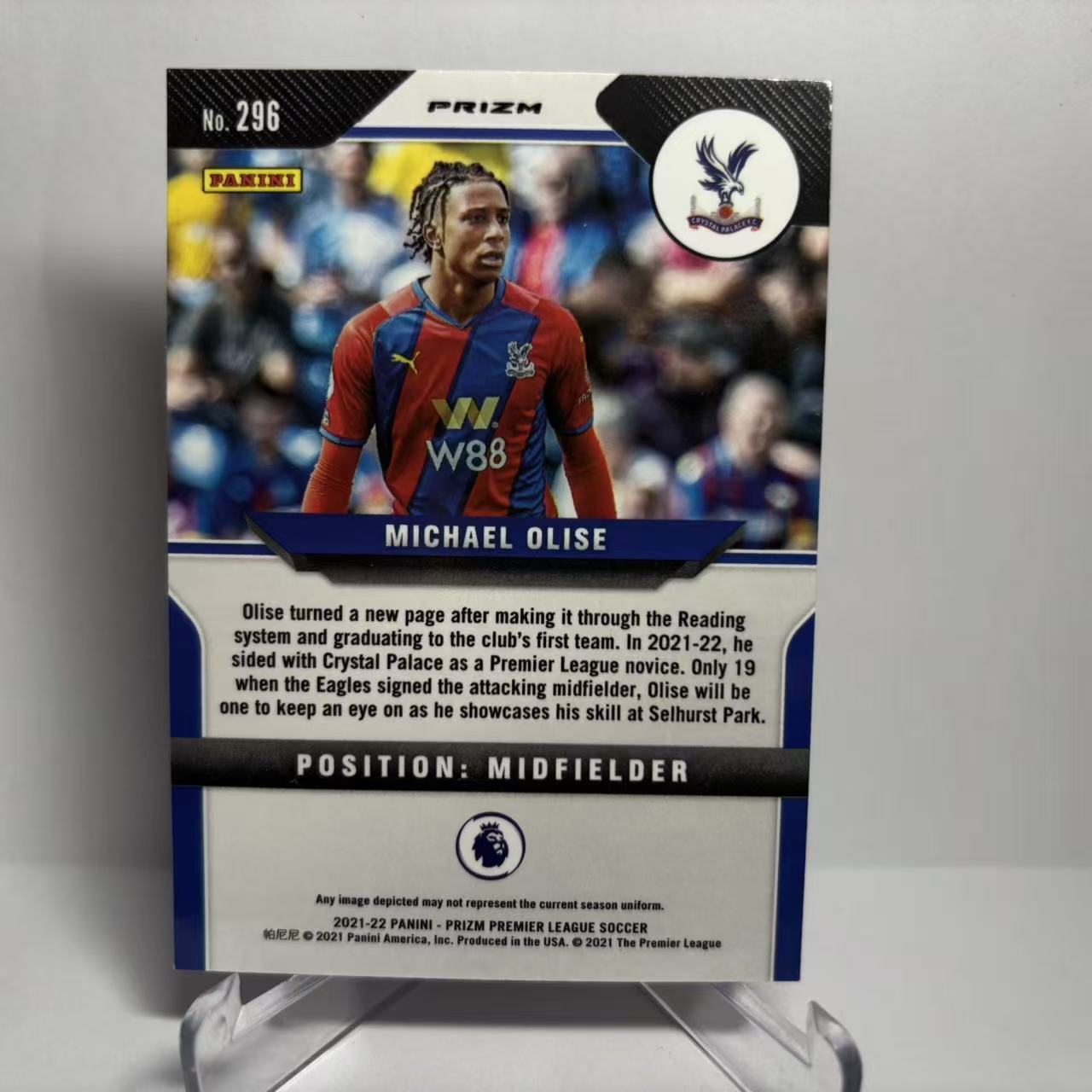 2021-22 Panini Prizm Michael Olise RC 英超PZ 水晶宫 迈克尔 奥利塞 RC新秀 法国 拜仁慕尼黑 红碎冰折 红配红 卡品如图 大妖升值 背面角反光非瑕