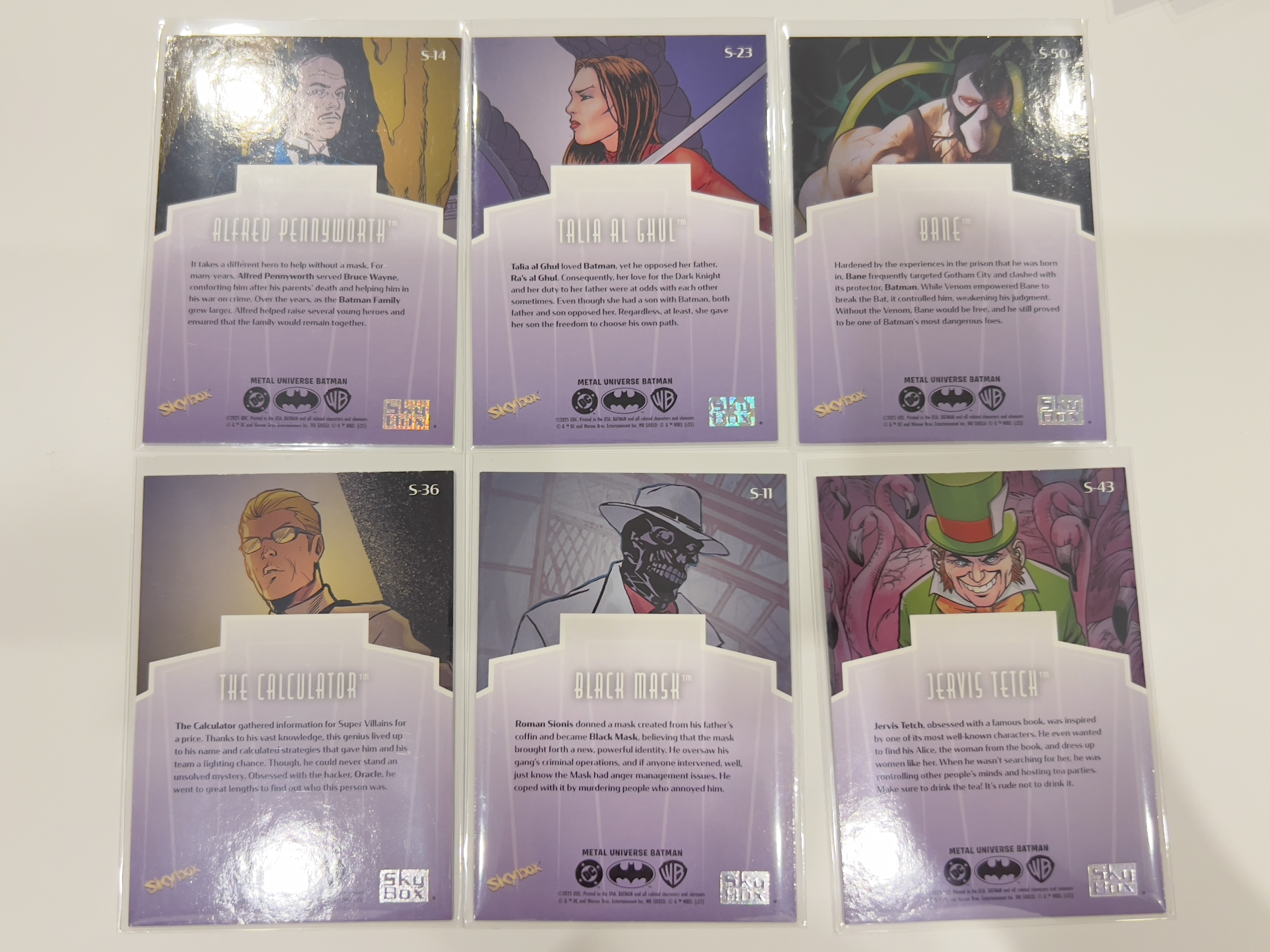 2025 Skybox Metal Universe Batman DC 蝙蝠侠 金属宇宙 银折特卡 光谱折 Premium 阿尔弗雷德 塔利亚 计算者 贝恩Bane 黑面具 疯帽匠