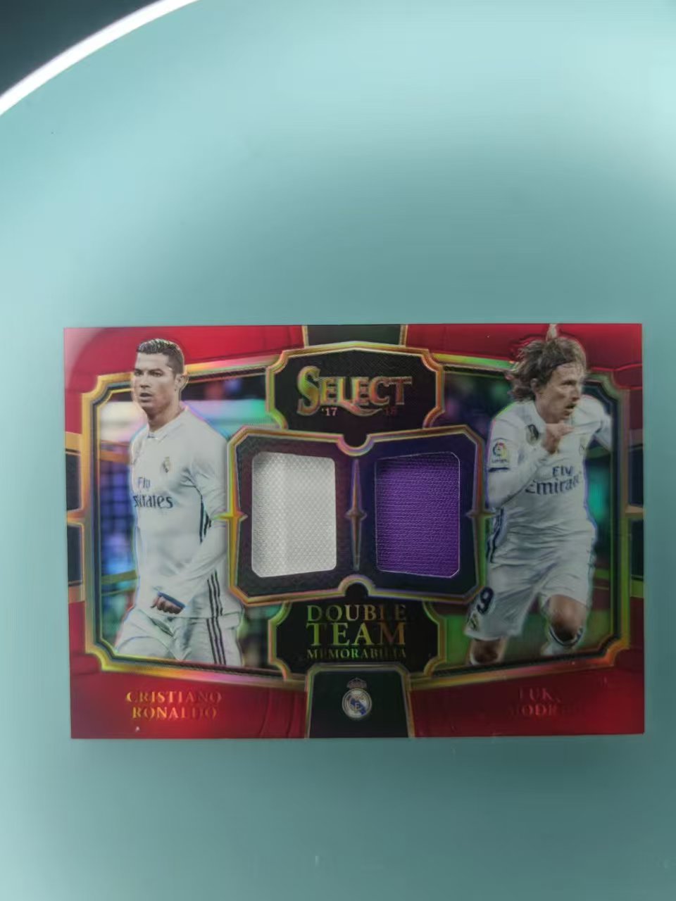 2017-18 Panini Select Cristiano Ronaldo/Luka Modric 皇马 ac米兰 C罗 罗纳尔多 卢卡 莫德里奇 魔笛 199编 红折 双人物料 球衣切割 皇马