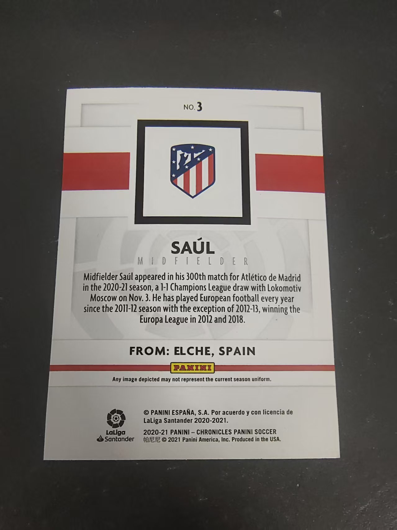 【可合并,不累计】2020-21 Panini Chronicles Saul 西甲 马竞 萨乌尔 编年史 角瑕疵