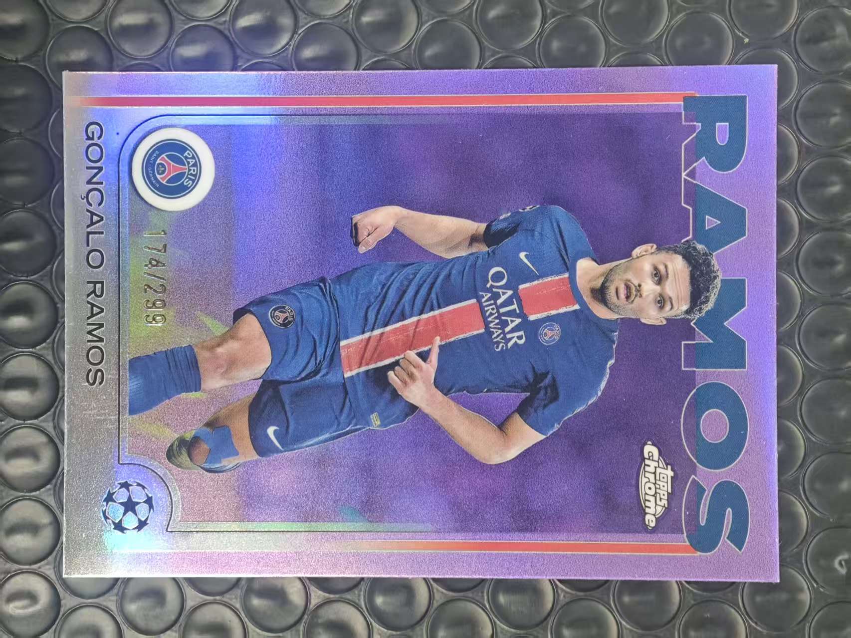 2025 Topps Chrome Goncalo Ramos 欧冠TC 大巴黎 巴黎圣日耳曼 葡萄牙 贡萨洛 拉莫斯 174/299编 紫折 折射 卡品如图【原地起飞卡社】MVP11.11