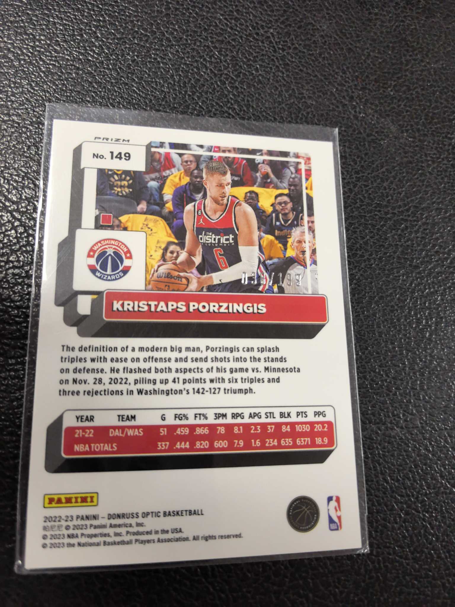 2022-23 波尔津吉斯 奇才 独行侠 199编 op 橙折 10-9