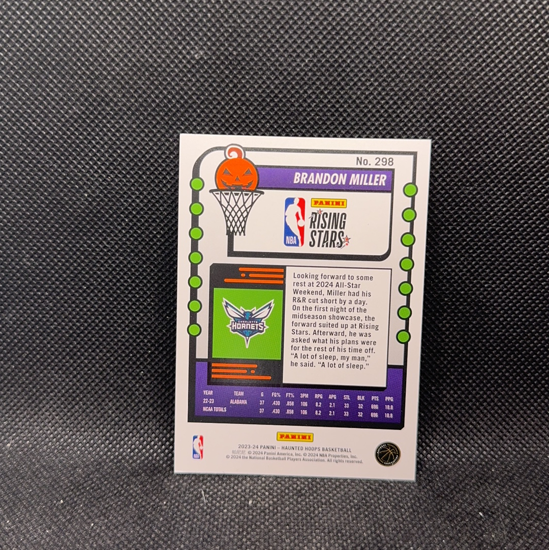 【Roseee代卖】2023-24 Panini Hoops系列 万圣节 Brandon Miller 布兰登 米勒 RC 新秀 蜘蛛网折 大比列 sp 折射 青