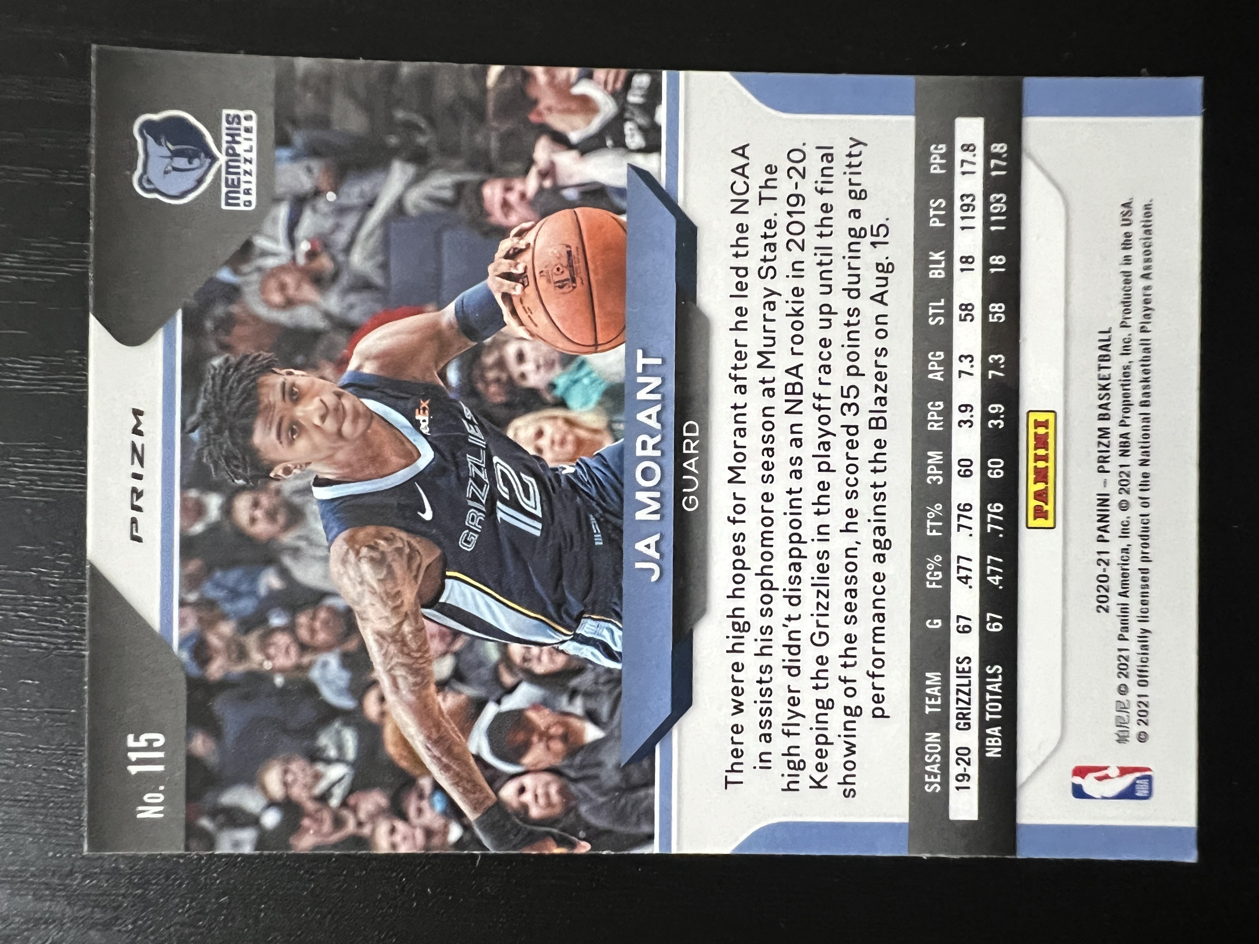 2020-21 Panini Prizm Ja Morant 贾莫兰特 灰熊 PZ 红波纹折 (QYANG-A10)收藏凑套 卡品如图 免费代拍