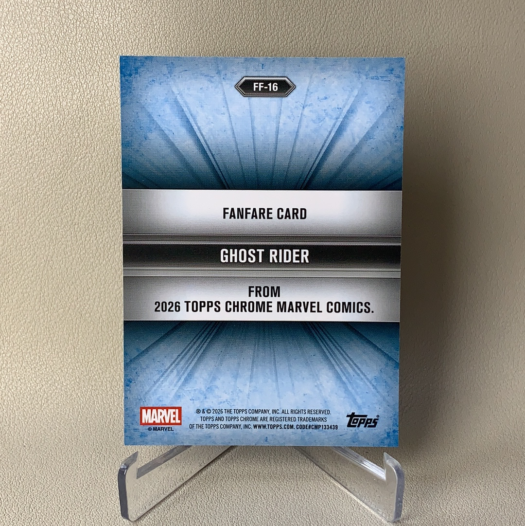 2026 Topps Marvel (MCU) Comics Chrome 漫威TC Ghost Rider 恶灵骑士 大比例 Fanfare特卡 银折 折射 #FF-16 品相如图 凑套必备 慕总