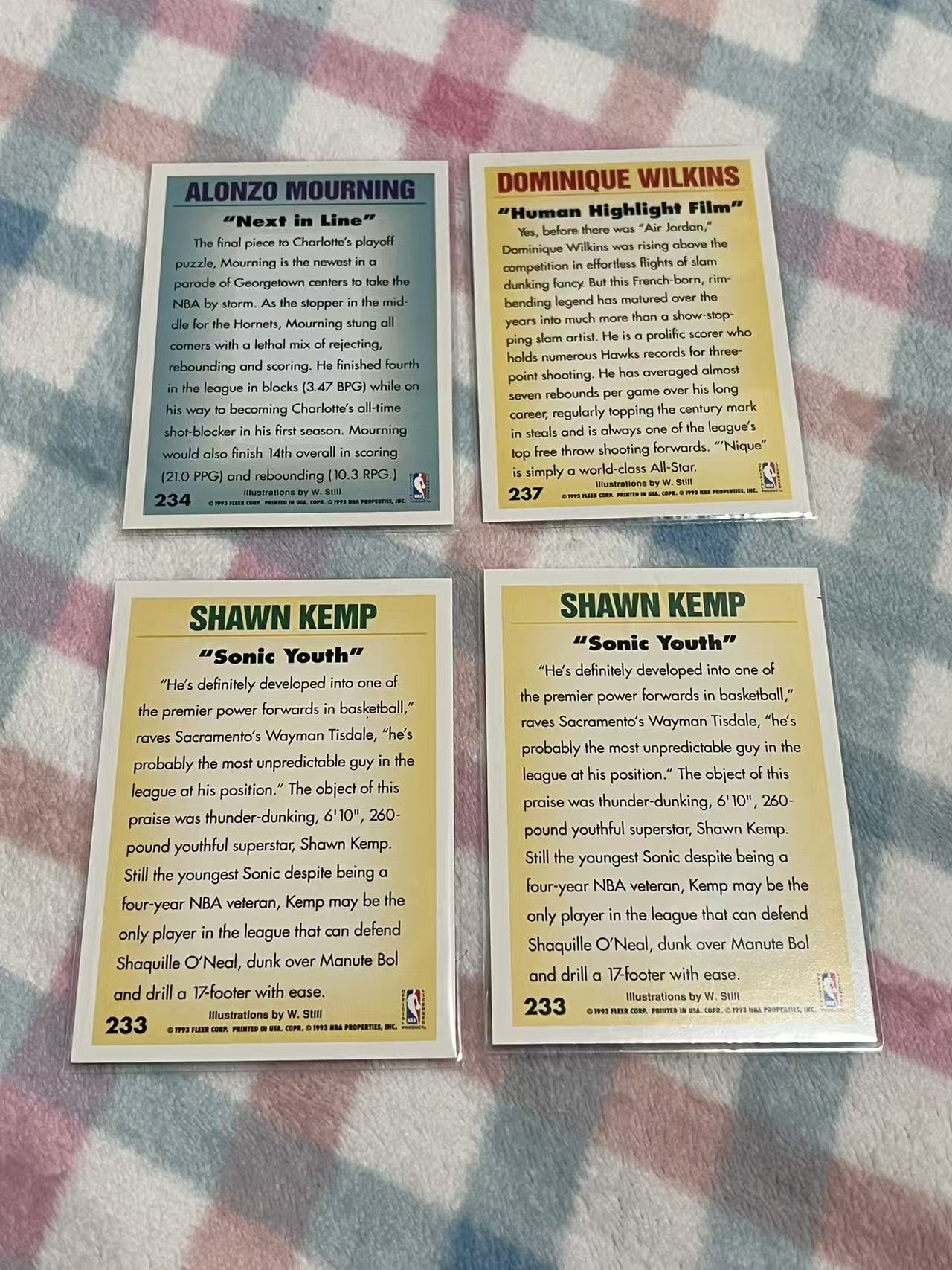 1993 Fleer NBA 4张打包 阿隆索莫宁 威尔金斯 肖恩坎普【油画风格 老人 老卡 老特】#796