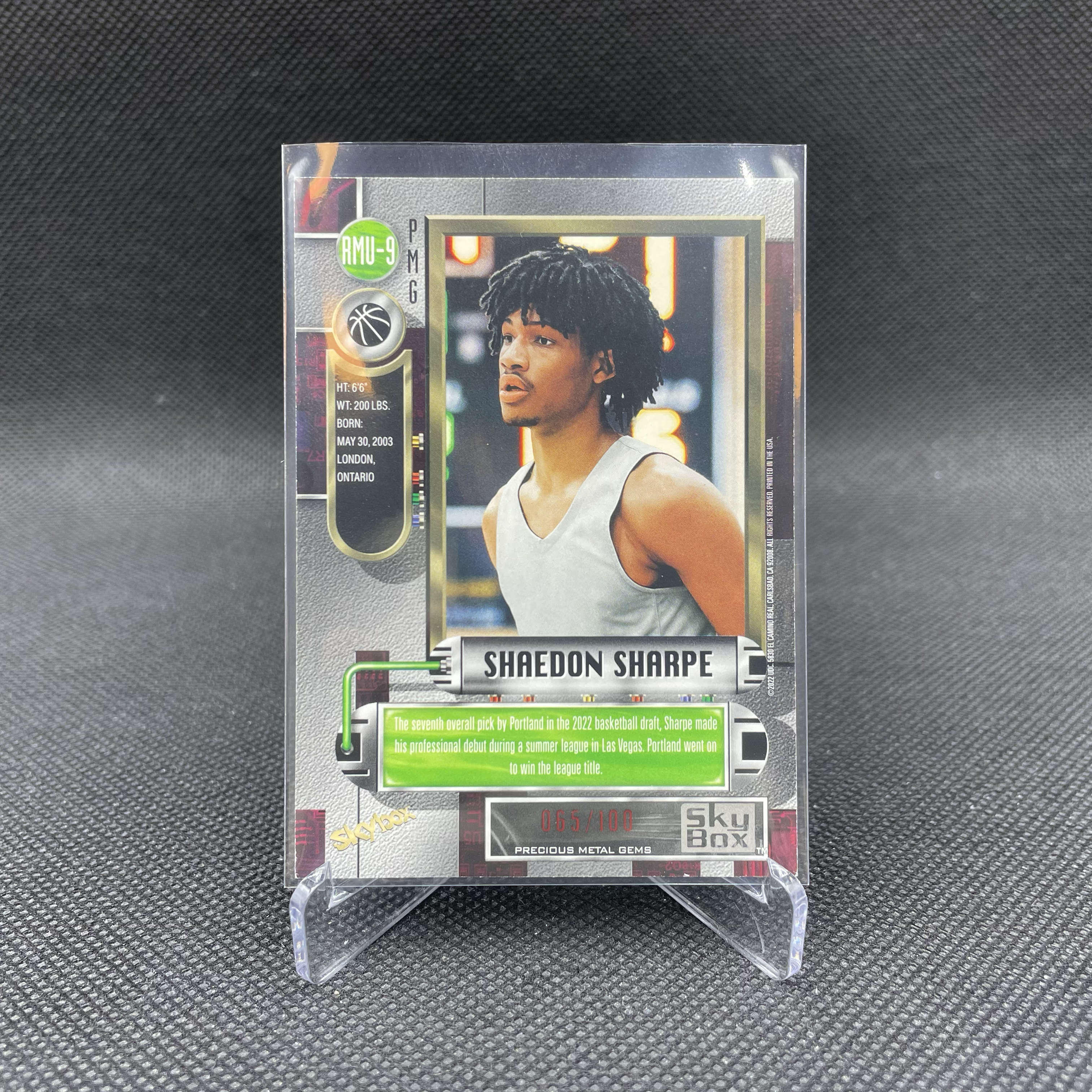 2022 SkyBox Metal Universe Shaedon Sharpe RC 金属宇宙 开拓者 新秀 谢登 夏普 065/100编 红宝石 红宝 PMG 顶级复刻老特 第一张 品如图 wy