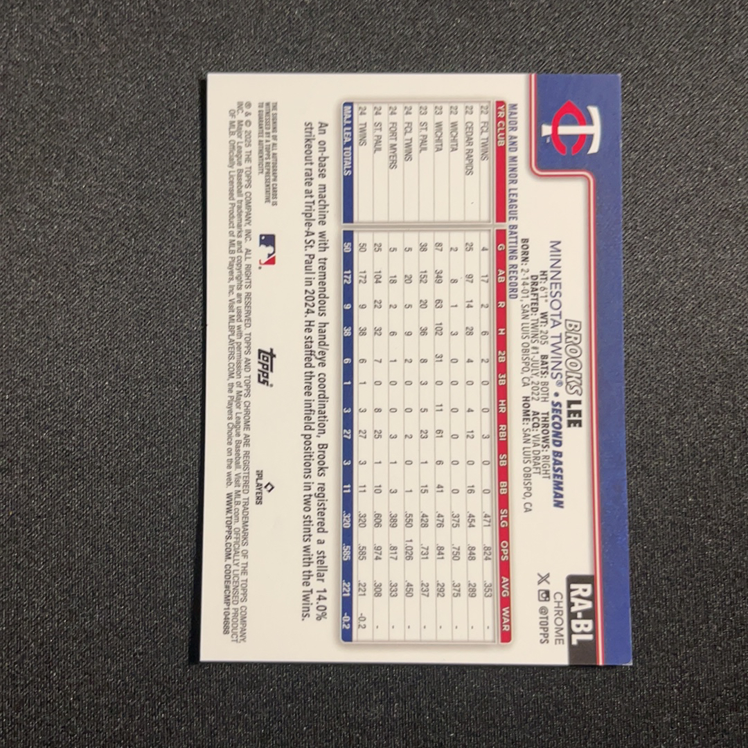 2025 Topps Chrome Brooks Lee RC 布鲁克斯 李!双城!首轮秀!新秀!正新秀卡签!签字!【002】