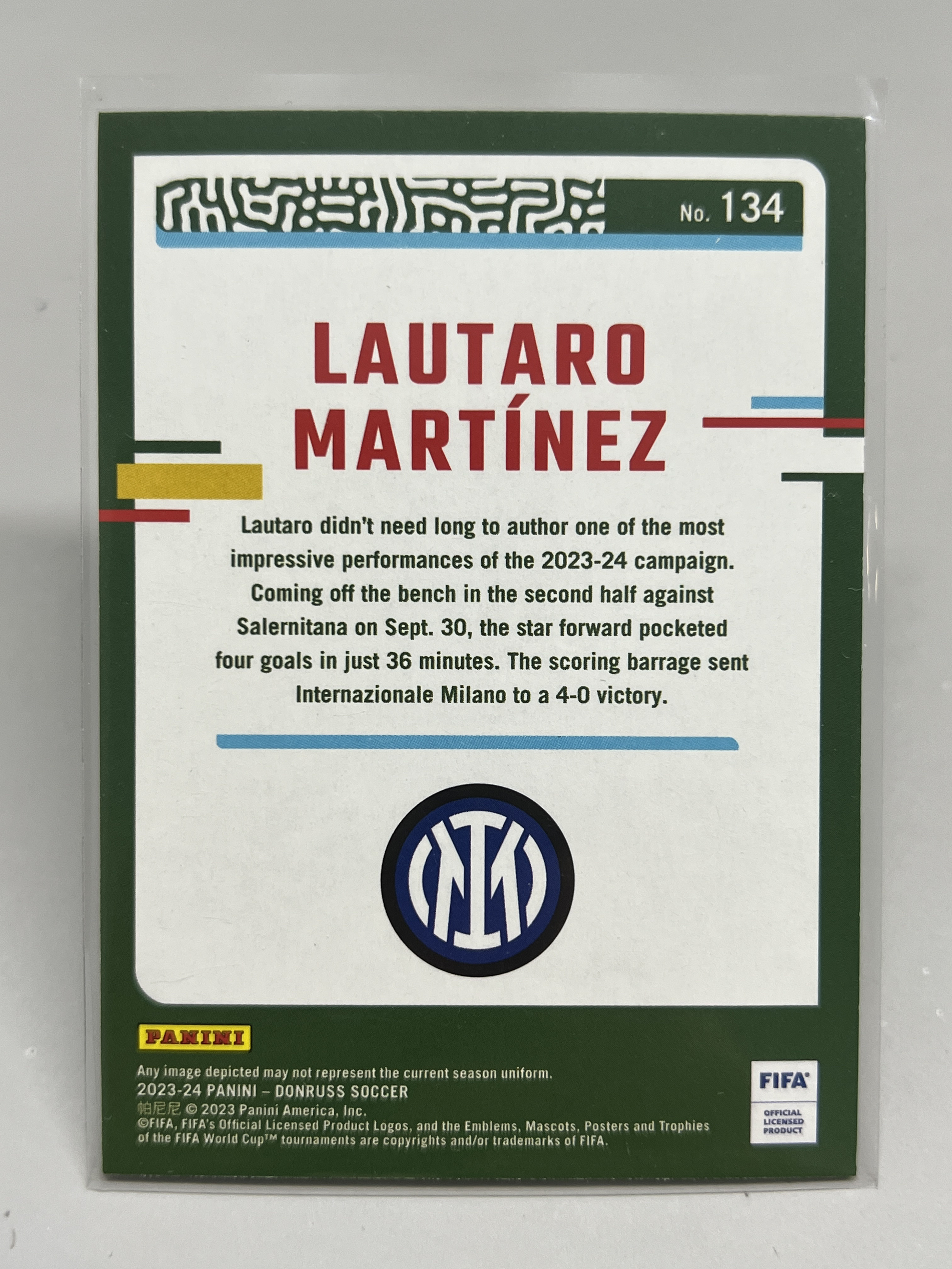 2023-24 Panini Donruss Lautaro Martínez 【挂机拍卖】帕尼尼 杜蕾斯 劳塔罗·马丁内斯 国际米兰 瀑布折 银折 #134 收藏 投资 卡品如图