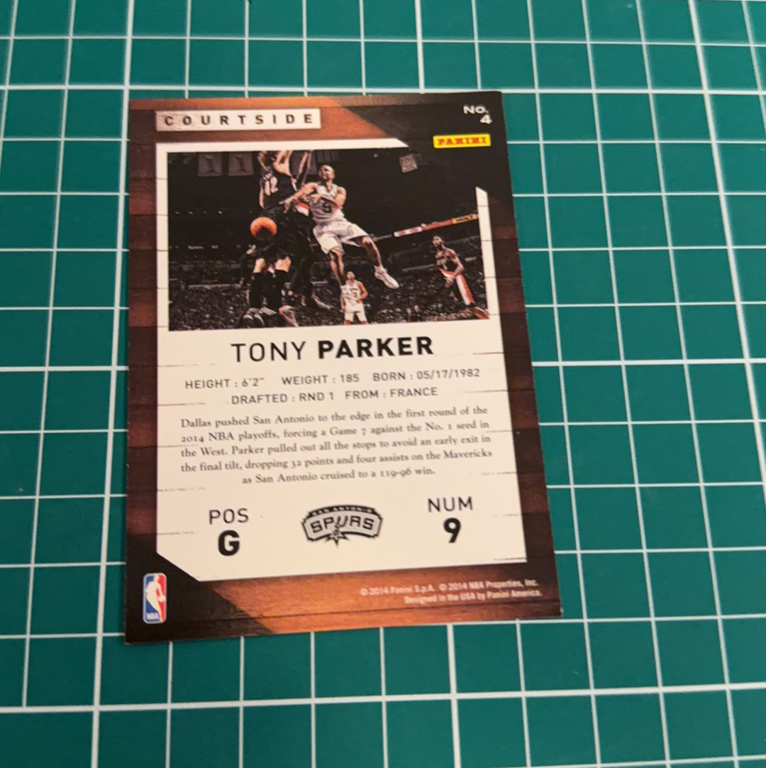 2014-15 Panini Americana Tony Parker S.p.a. 托尼帕克 场边 横版特卡 courtside 十年老卡 绝版卡 稀有大比例 收藏必备