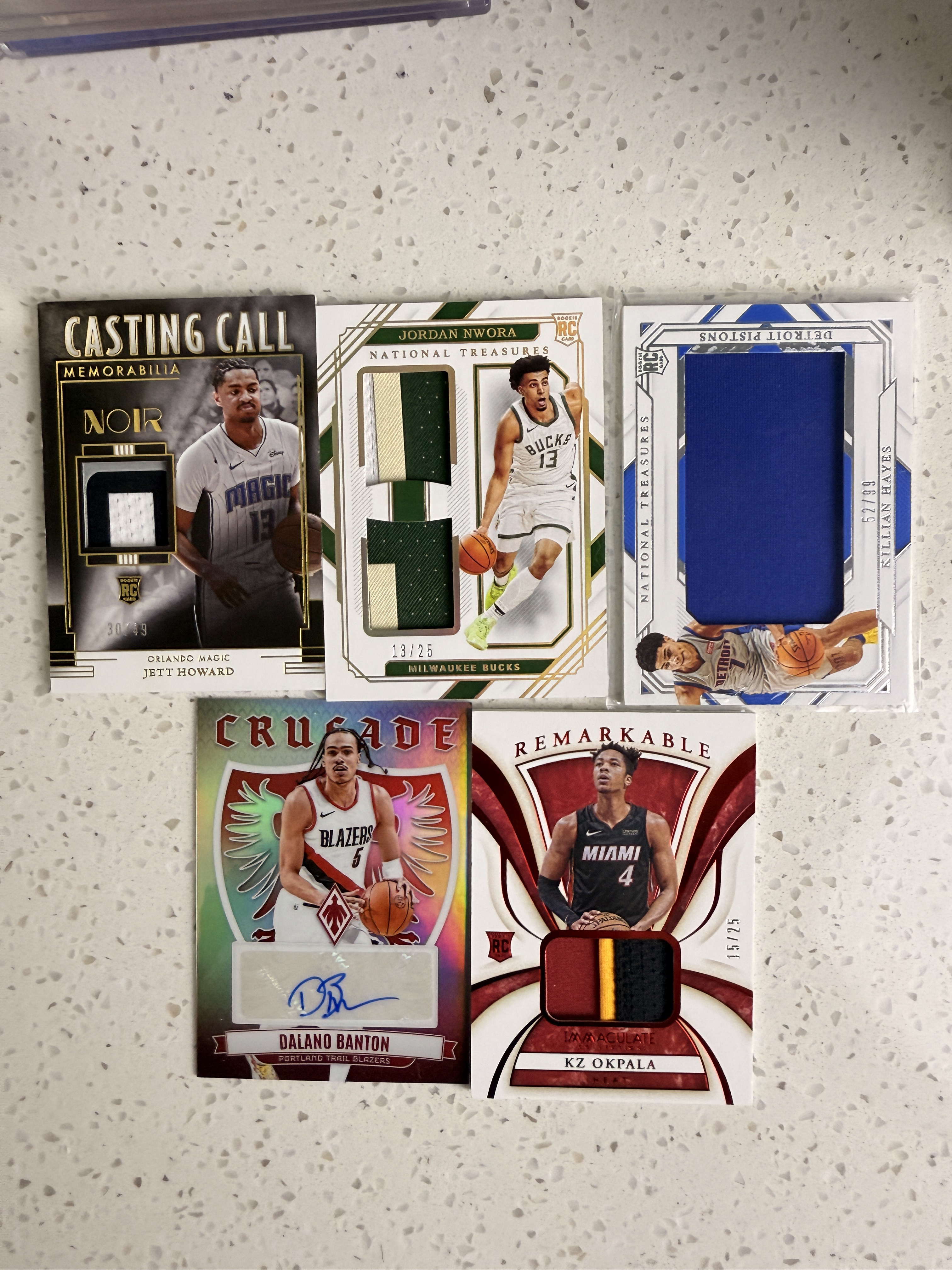 2021-22 Panini National Treasures Dalano Banton 班頓 簽字 4張 球衣 暴力 bacth 5張 卡 打包 lot