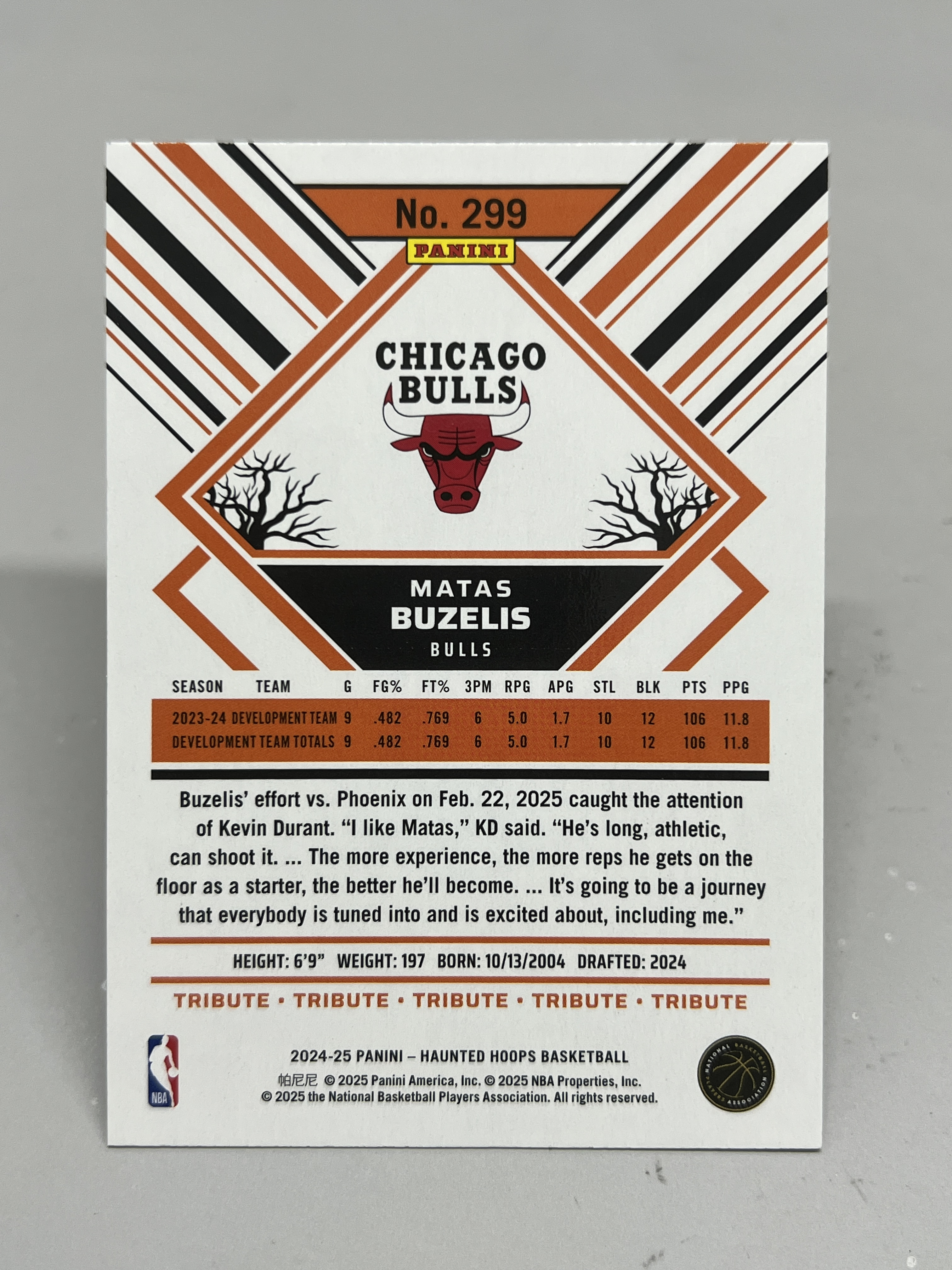 2024-25 Panini Haunted Hoops Matas Buzelis RC【挂机拍卖】帕尼尼 万圣节 布泽利斯 新秀 公牛 #299 收藏 凑套 卡品如图