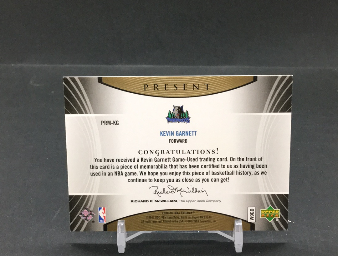 【DC拍卖】11.22 CR7 UD TRILOGY 大比例GENERATIONS PRESENT MEMORABILIA球衣卡 实卡美如画 名人堂名宿 森林狼队史第一人 KG 狼王 凯文 加内特