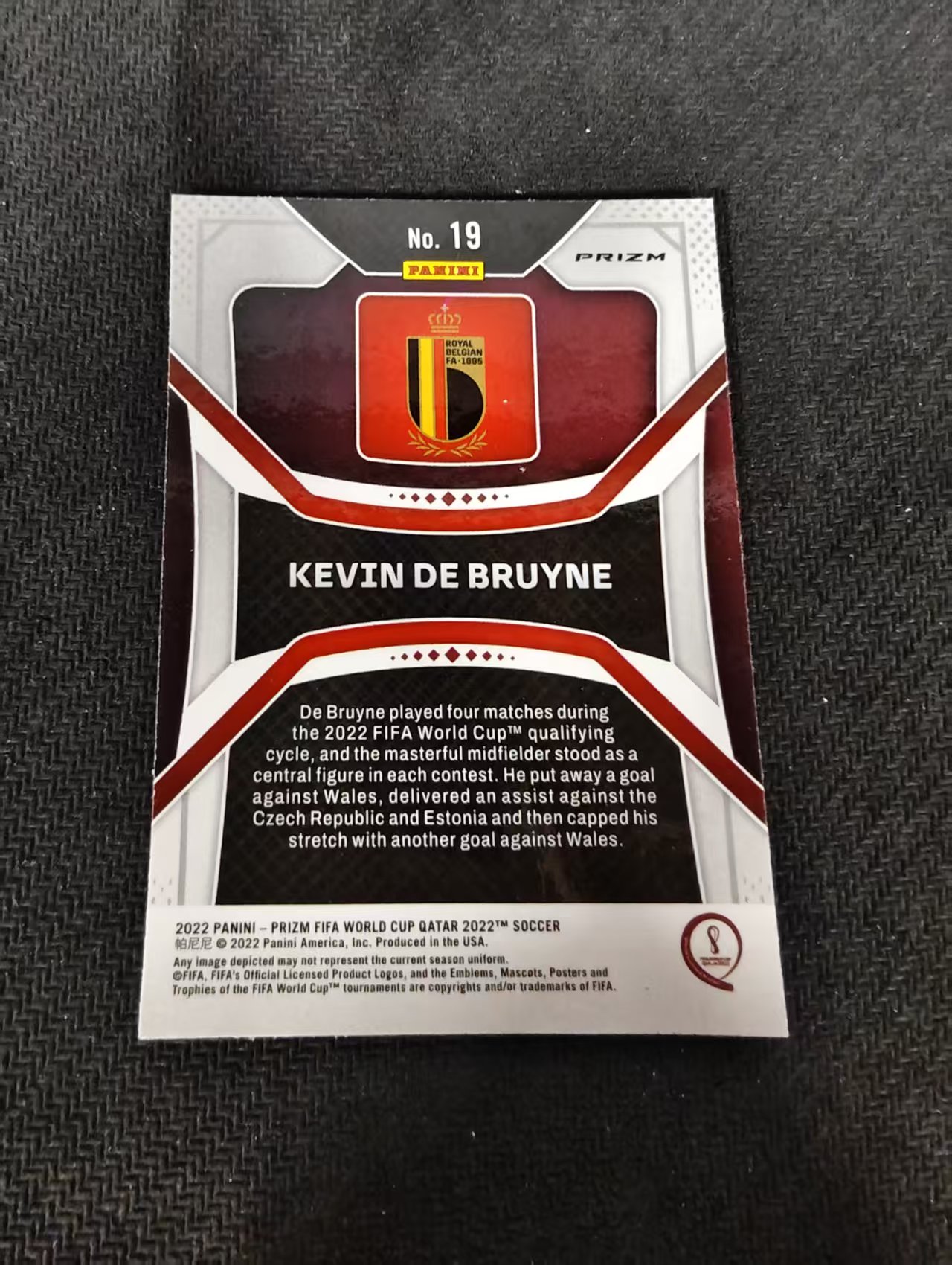【可合并,不累计】 2022 Panini Prizm Kevin De Bruyne 德布劳内 曼城 比利时 PZ 卡塔尔世界杯 碎冰折 划痕 边角瑕疵 #19