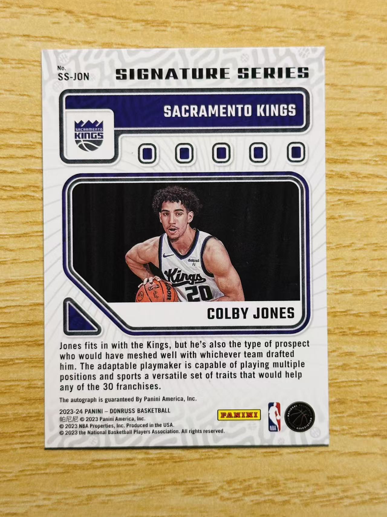 2023-24 Panini Donruss Colby Jones 嘿嘿代卖 杜蕾斯 科尔比 琼斯 新秀 RC 签字 银折 国王 收藏必备