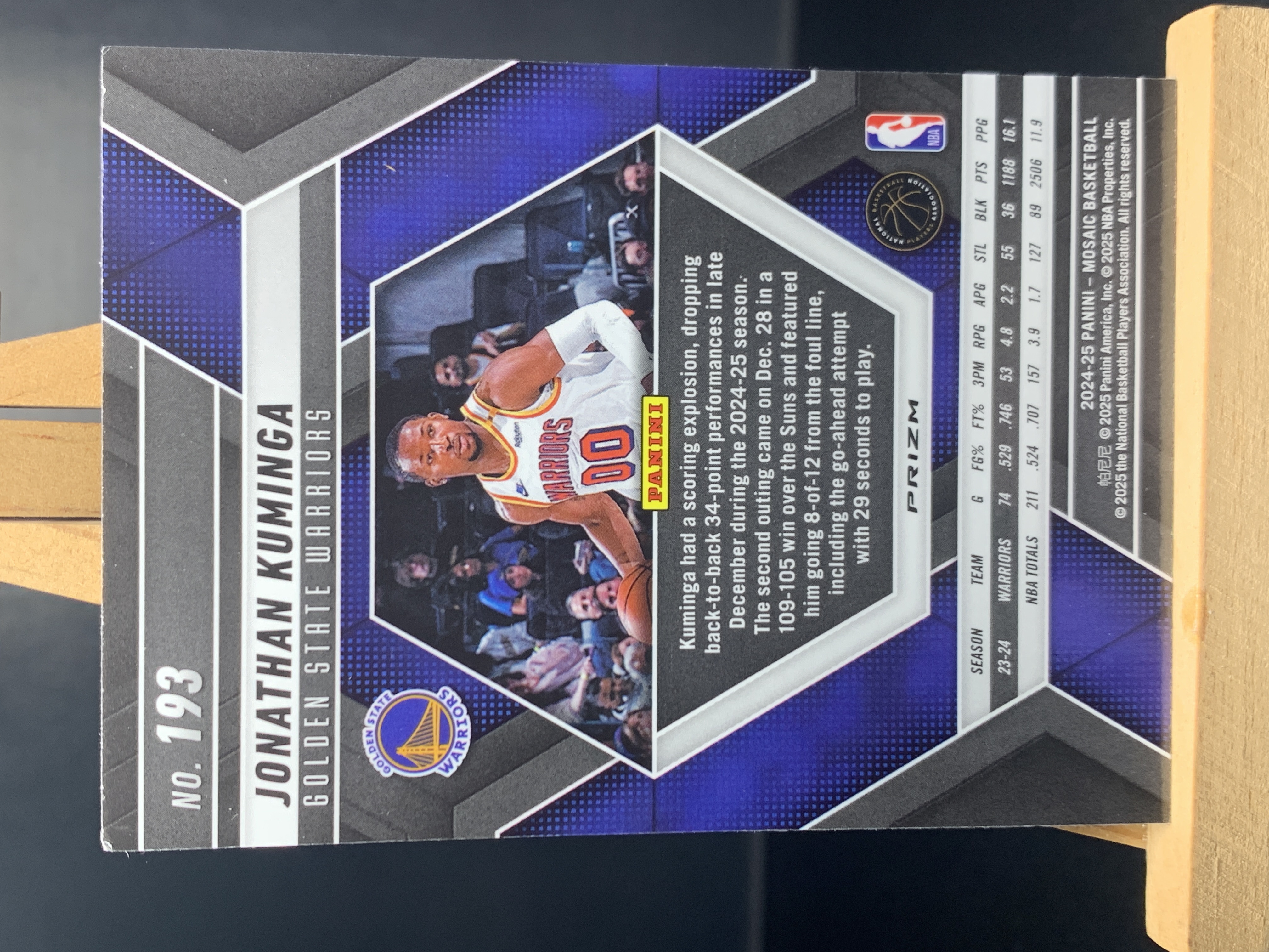 (A4) 2024-25 PANINI 马赛克系列 折射 乔纳森 库明加 勇士 实卡好看 收藏凑套必备 边暇图3!!!