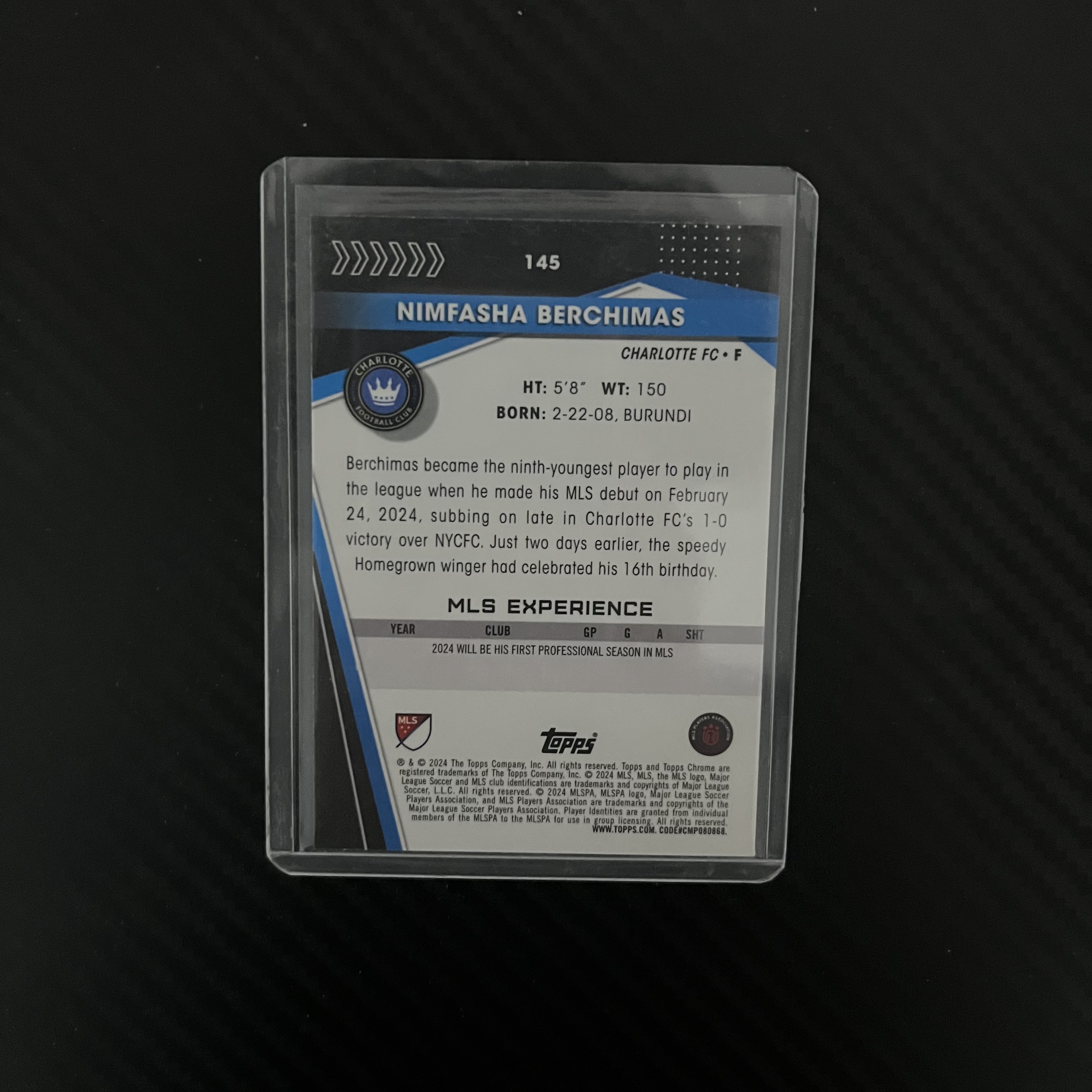 2024-25 Topps Chrome berchimas 美职联 蓝宝石 舍尔起码 06/50编 不退不换 不累计 卡品如图 丁满代拍 维尔茨