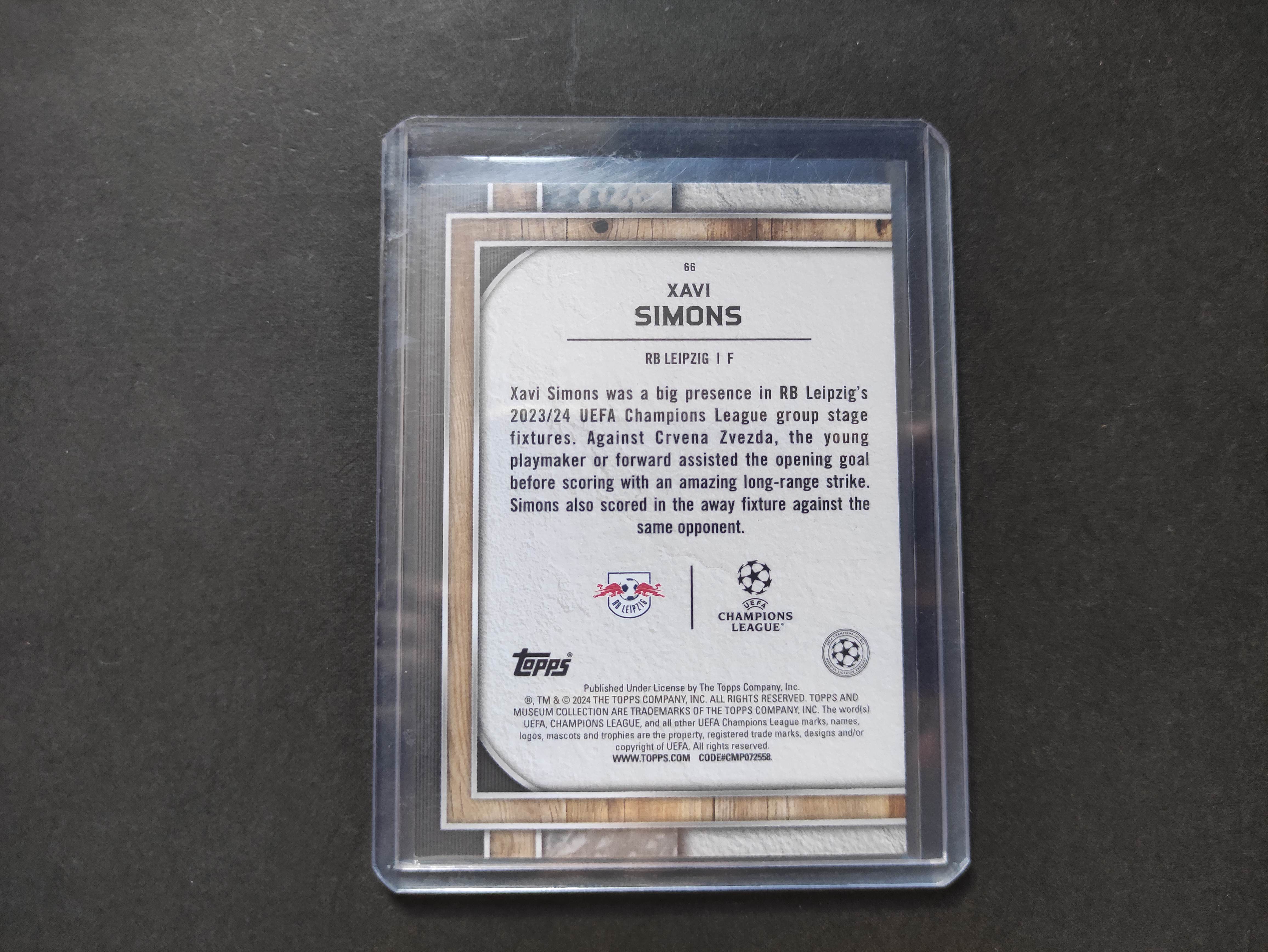 2024 Topps MUSEUM Xavi Simons 【进击卡社】欧战 欧冠 博物馆 紫折 紫平行 莱比锡 哈维 西蒙斯 限量48/99编 专收必备