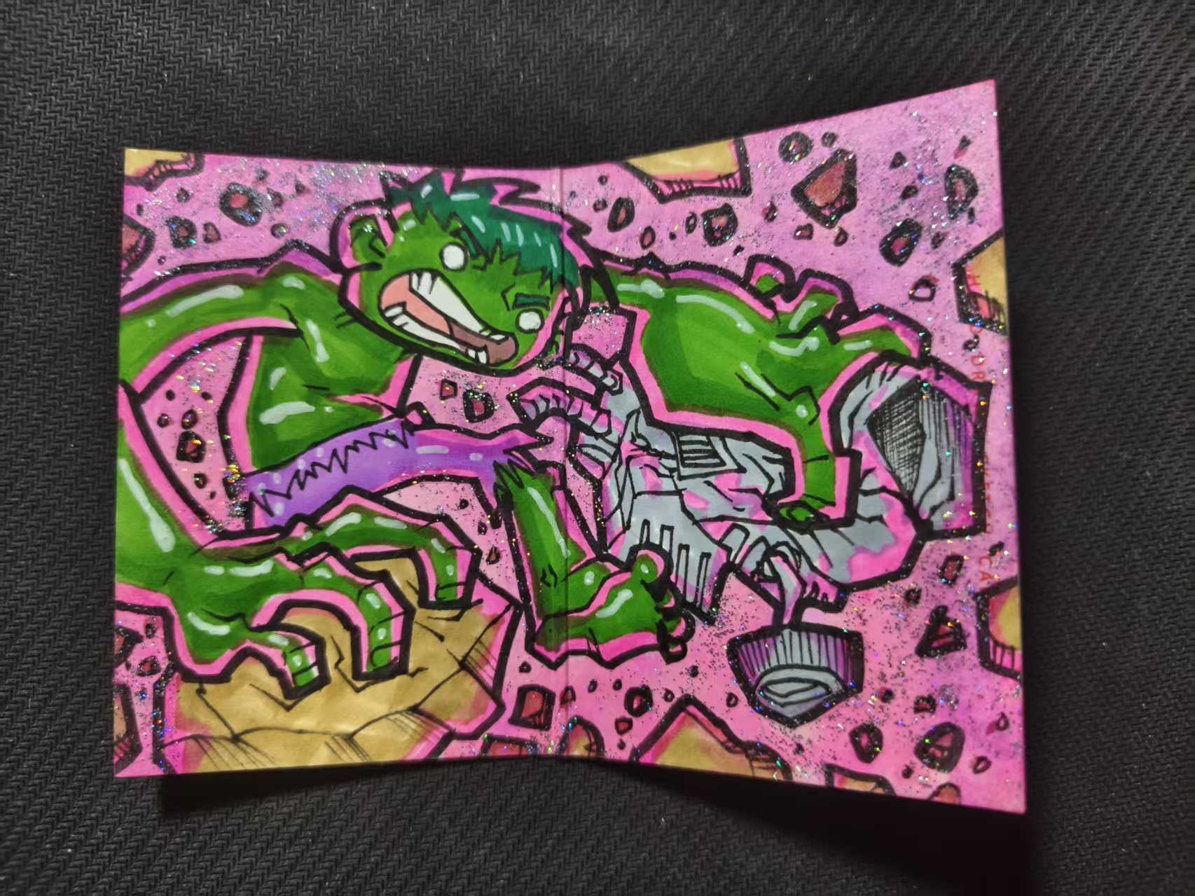 2024 FINDING CARD Marvel (MCU) HULK 寻卡 绿巨人 浩克 手绘 小书 画师签字 #海盗