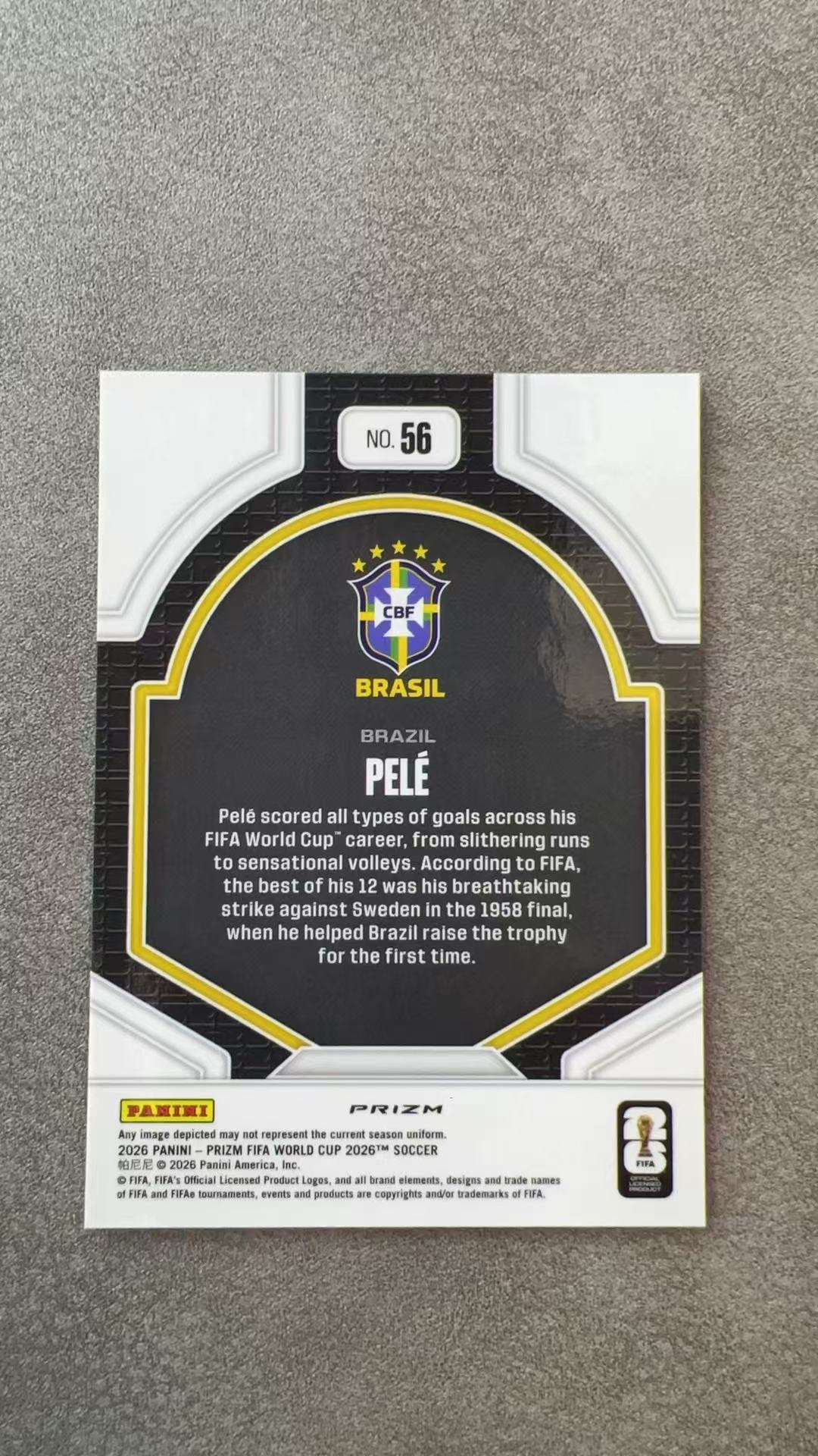 8231【330球星卡实体店代卖】2026 帕尼尼 PRIZM WORLD CUP 世界杯 Pele 球王 贝利 巴西 传奇 国家荣耀 大比例 SSP 仅顺丰寄付 (HSBC)