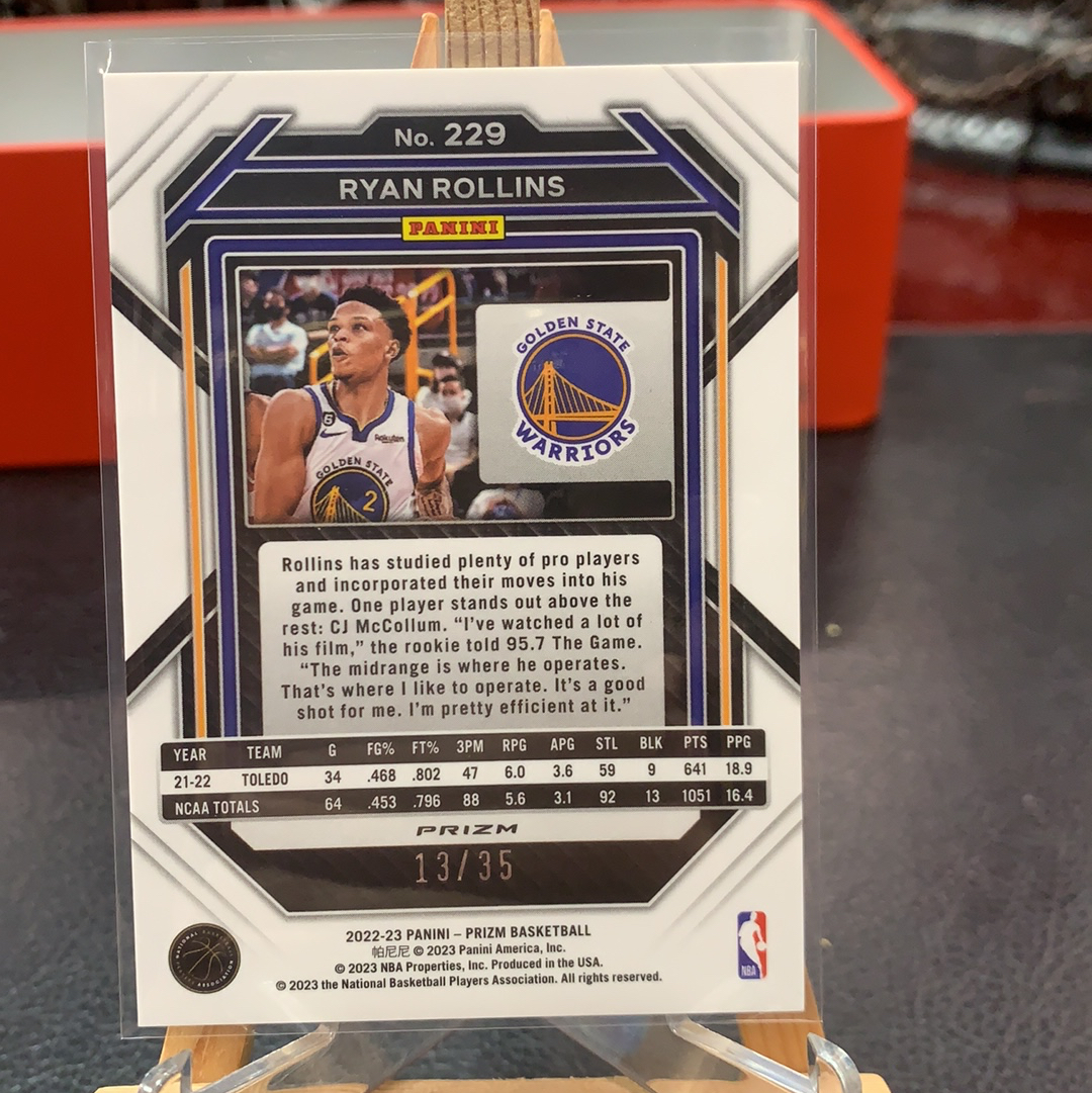 【SY代卖sy0523-可累积-瑕疵看图】2022-23 Panini Prizm Ryan Rollins RC 勇士 新秀 罗林斯 35编 蓝shimer折