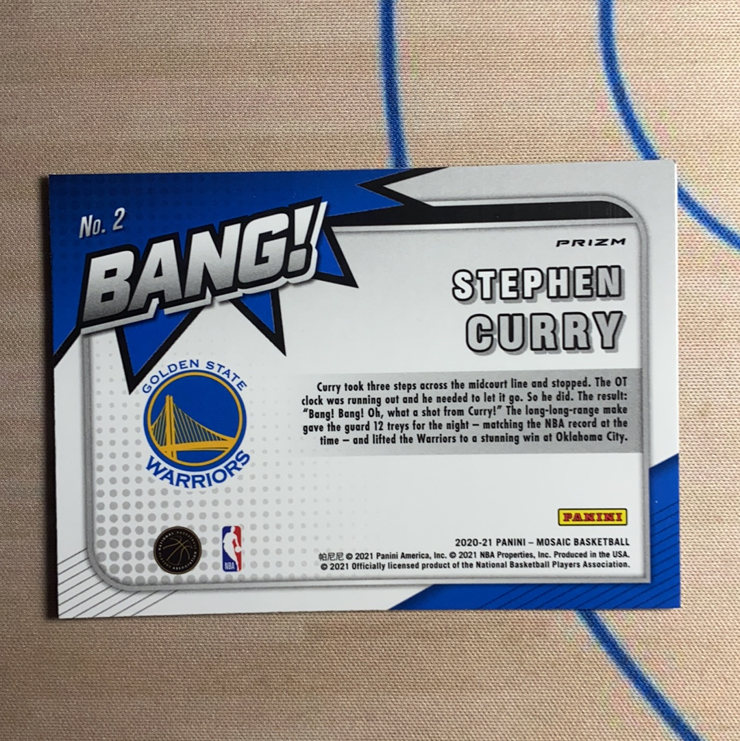 2020-21 Panini Mosaic Stephen Curry 马赛克 斯蒂芬 库里 BANG 绝杀时刻 特卡 银折 折射 勇士 卡品如图 凑套必备