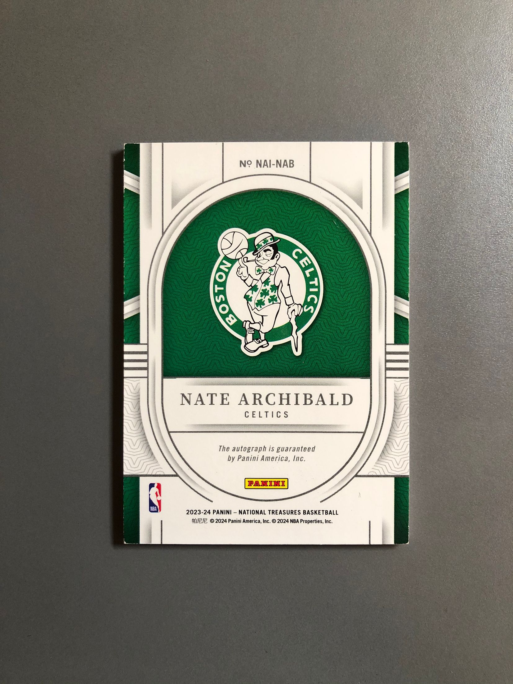 2023-24 Panini National Treasures Nate Archibald 内特·阿奇博尔德 凯尔特人 签字 卡签 Archives 49编 实卡好看 瑕疵如图 可累计FT037