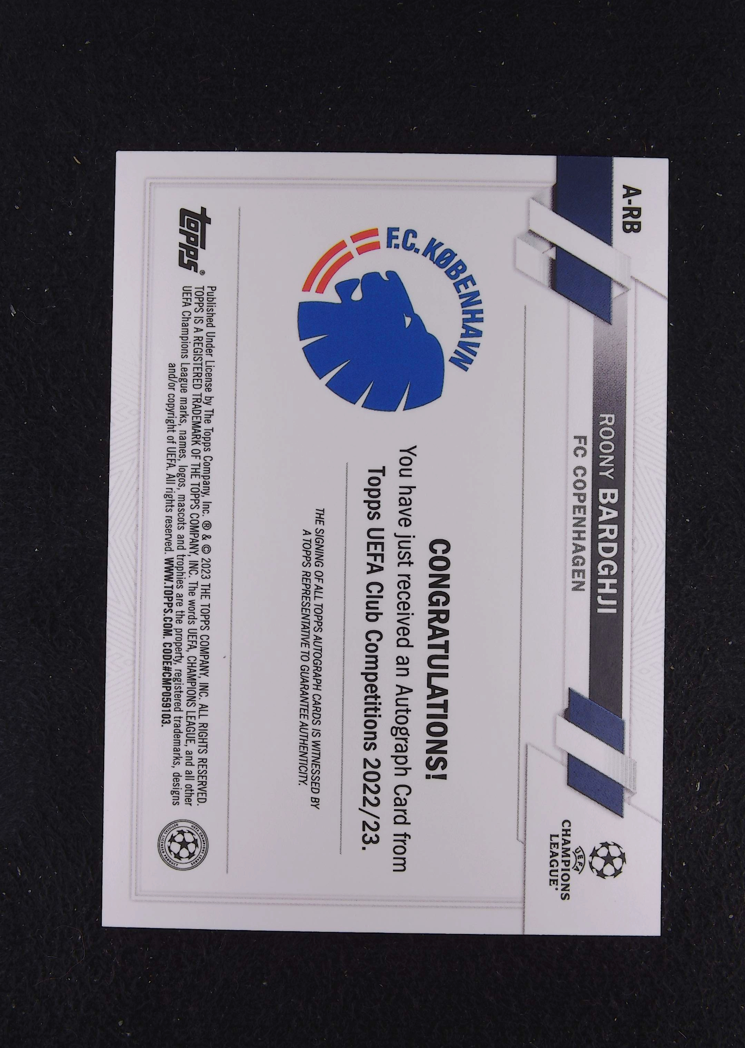 2022-23 Topps ucc Roony Bardghji RC 巴尔德吉 签字 ucc 卡品如图 a25 【闪闪代拍】