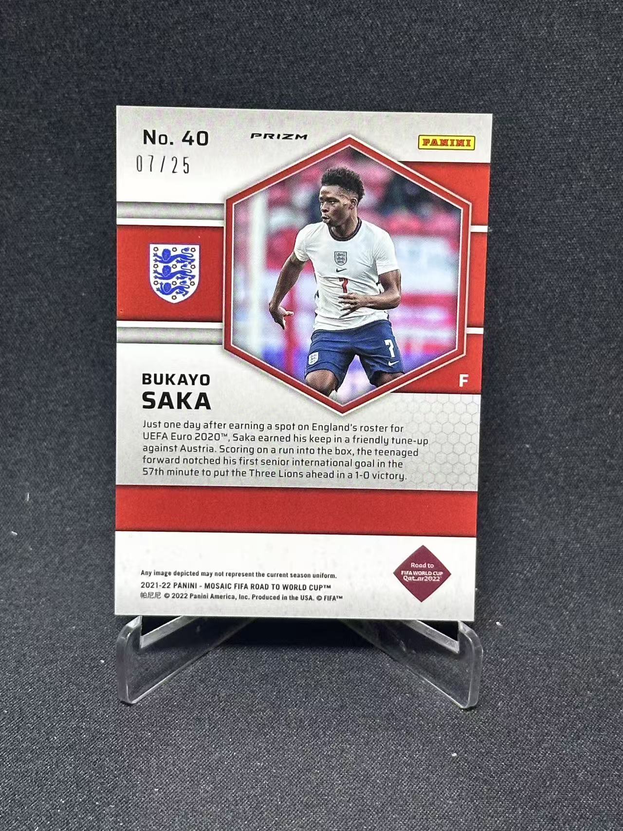 2021-22 Panini Mosaic Bukayo Saka 【哆哆卡社】布卡约·萨卡 25编 低编 粉马赛克折 卡品如图