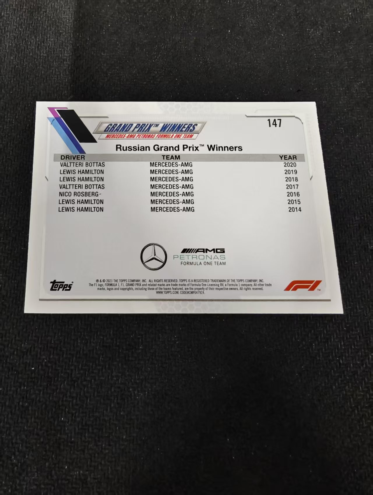 2021 Topps Chrome Valtteri Bottas F1 瓦尔特里 博塔斯 划痕 边角瑕疵 @147