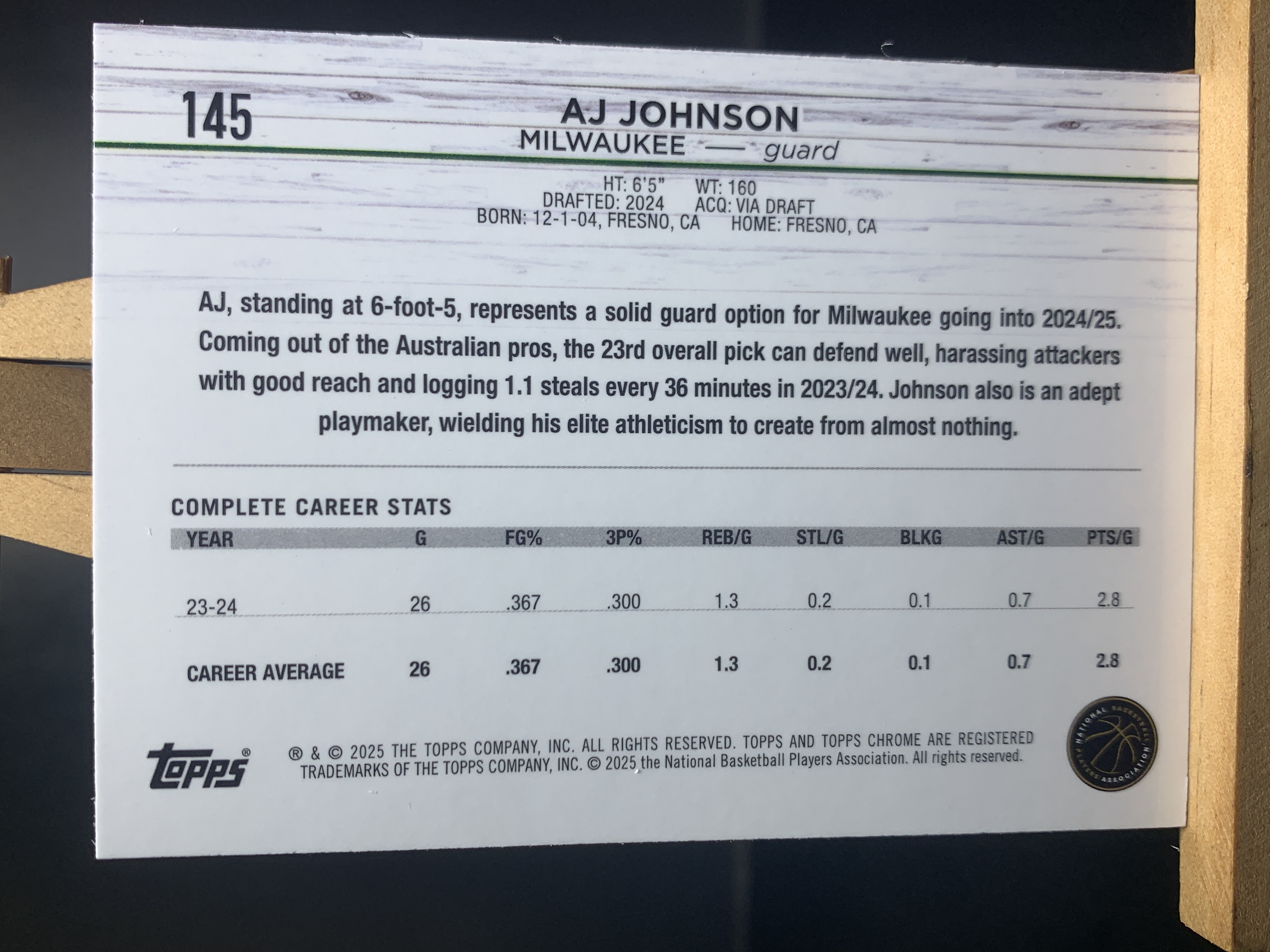 (S9) 2025 TOPPS 粉折 新秀RC AJ 约翰逊 近期大热球星 收藏必备 卡品如图 ! ! !