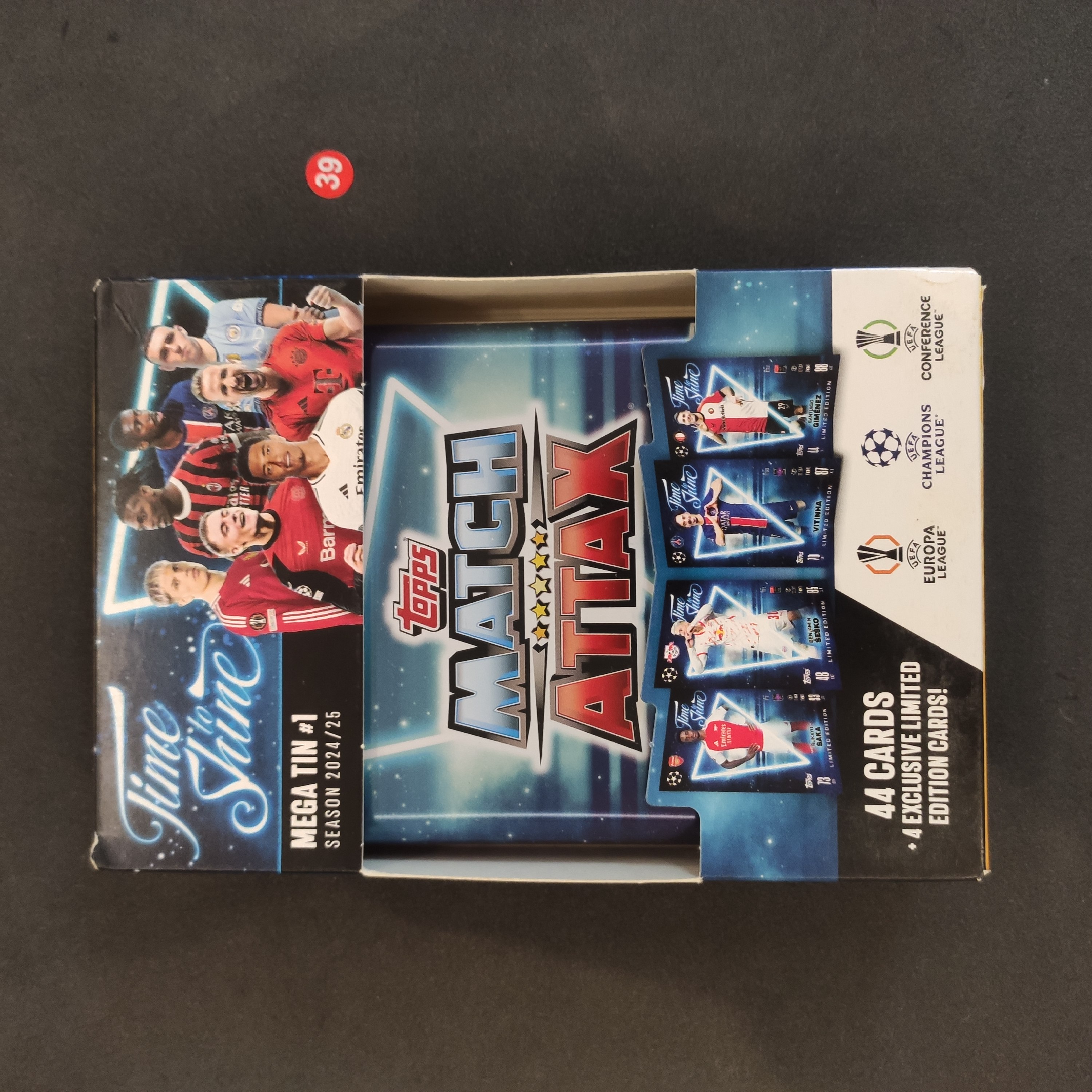 【大腿代卖箱盒】2023-24 Topps Match Attax 欧战游戏版 大铁盒 蓝色 每盒70张卡 保四张独占特卡 寻找物料 黑边 ...