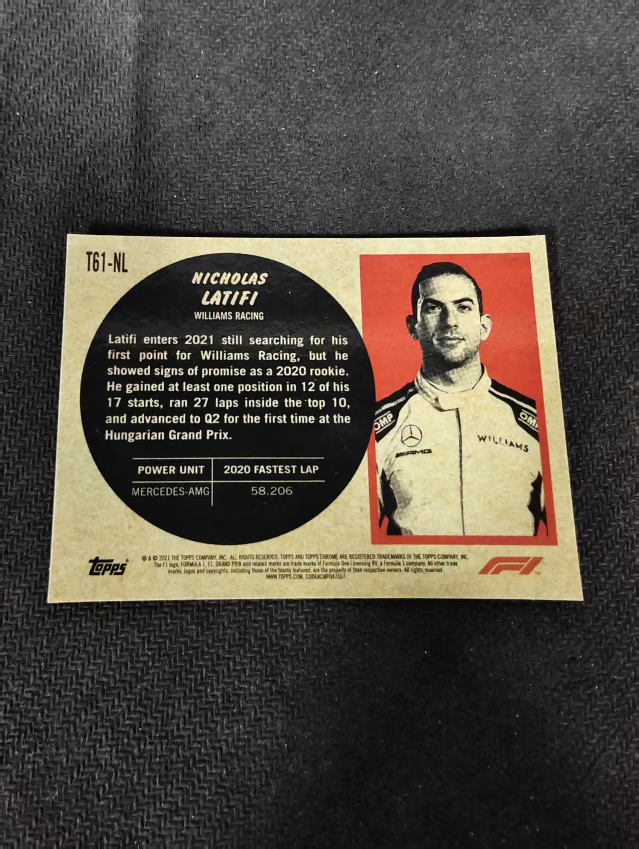 2021 Topps Chrome F1 Nicholas Latifi 尼古拉斯 拉提菲 银折 划痕 边角瑕疵 #NL