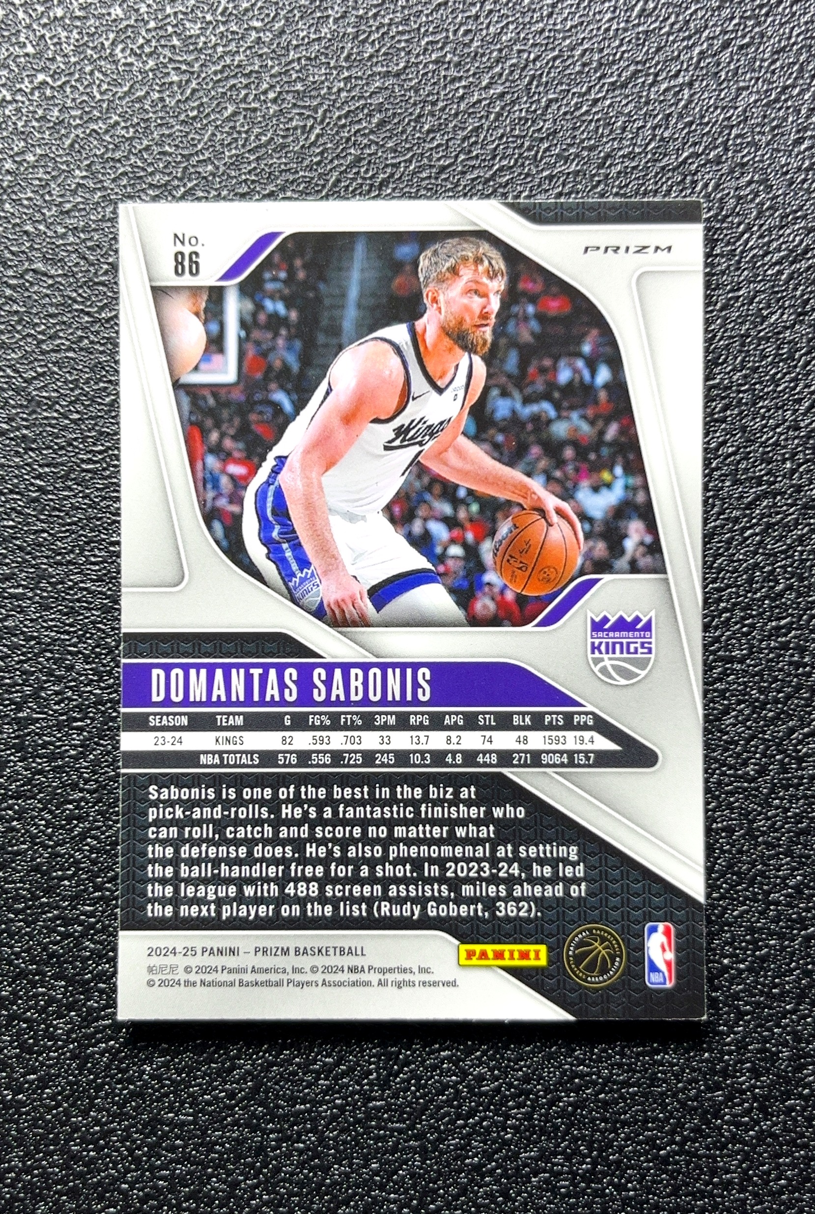 【小白1%代卖】2024-25 Panini Prizm Domantas Sabonis 多曼塔斯·萨博尼斯 银折 折射 卡品如图 高价值 #86 Sacramento Kings 0712