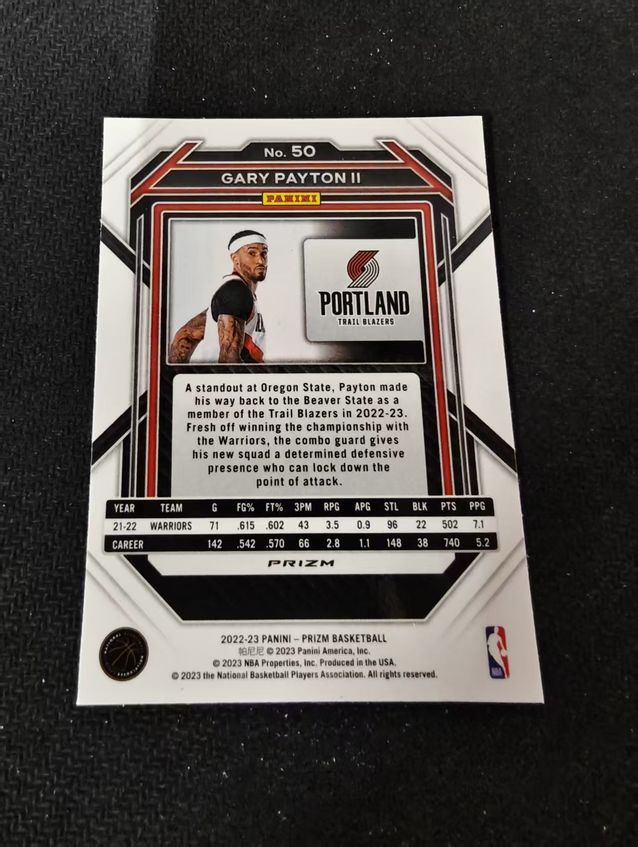 2022-23 Panini Prizm Gary Payton II 加里 佩顿二世 开拓者 银折 PZ 划痕 边角瑕疵 #50