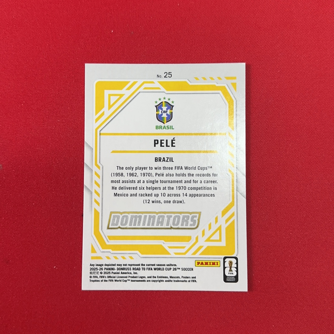 【四喜代拍】2025-26 Panini Donruss 世界杯 杜蕾斯 Pele 贝利 巴西 球王 3 DOMINATORS特卡 卡品如图(polo)