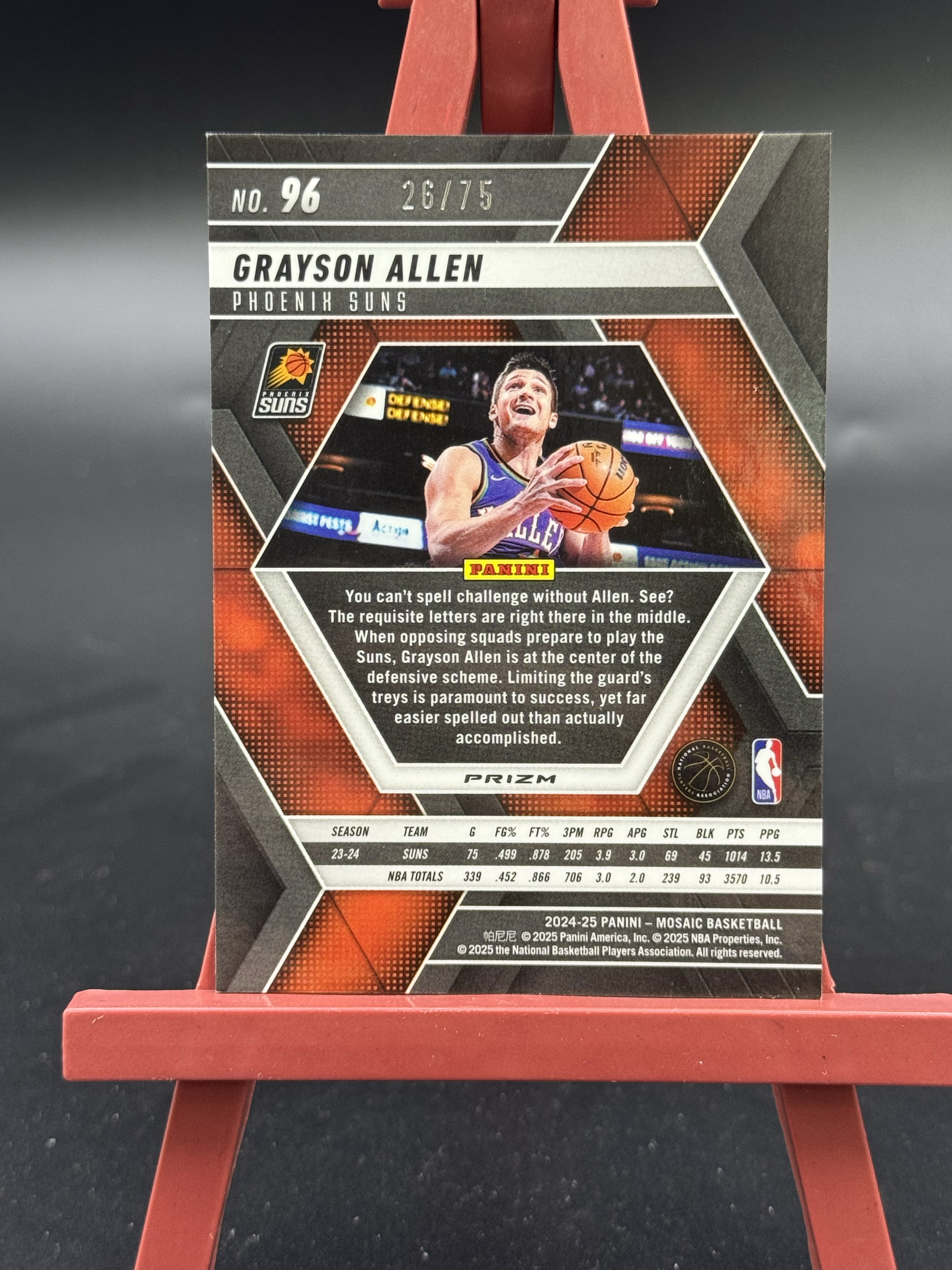 2024-25 Panini Mosaic Grayson Allen 格雷森 阿伦 马赛克 26/75编 红圈圈折 折射 太阳 【优质球星折射专场】Hzo4