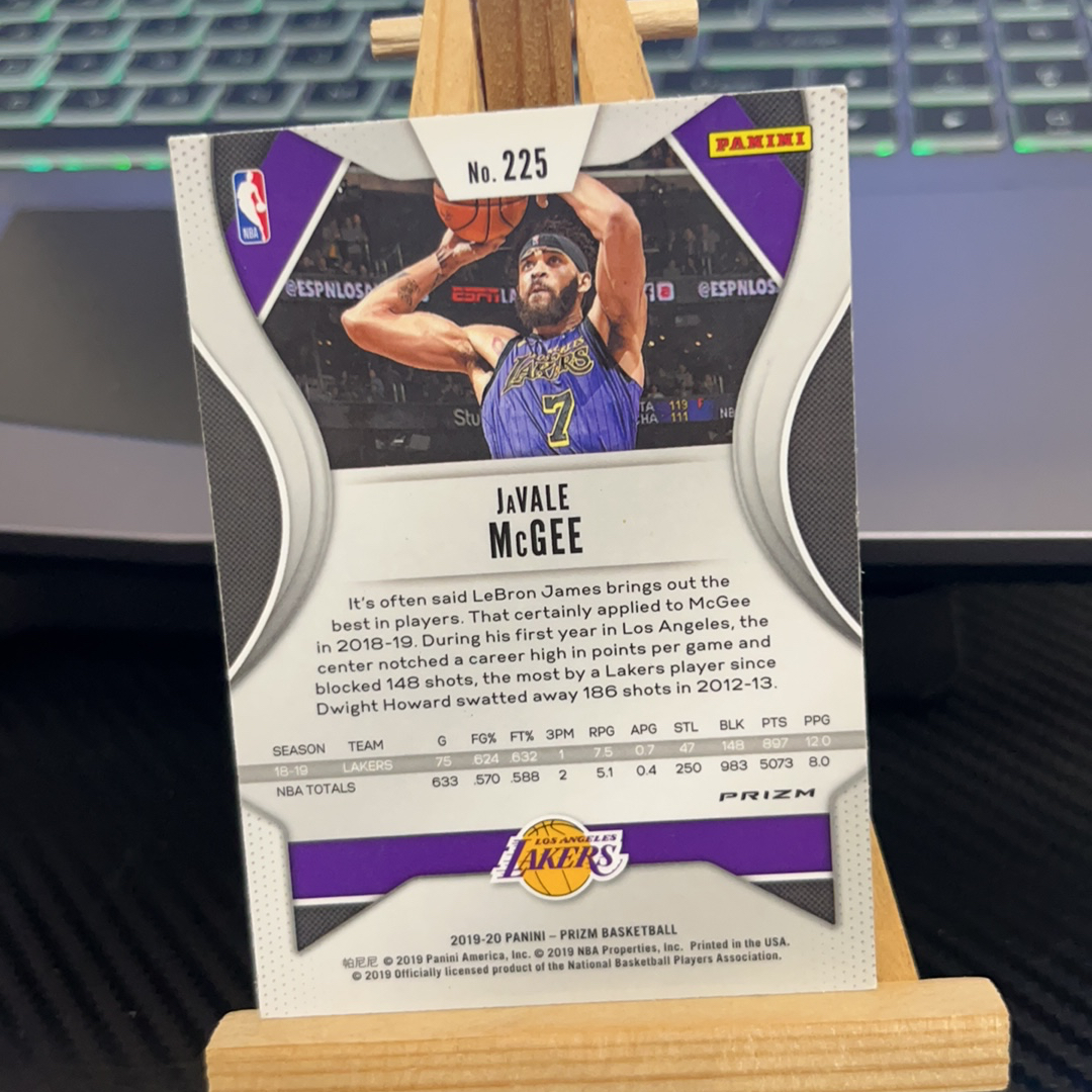 2019-20 Panini Prizm JaVale McGee 麦基 湖人 银折 折射 prizm系列 pz 卡品如图 凑图必备 值得收藏!免费代卖!