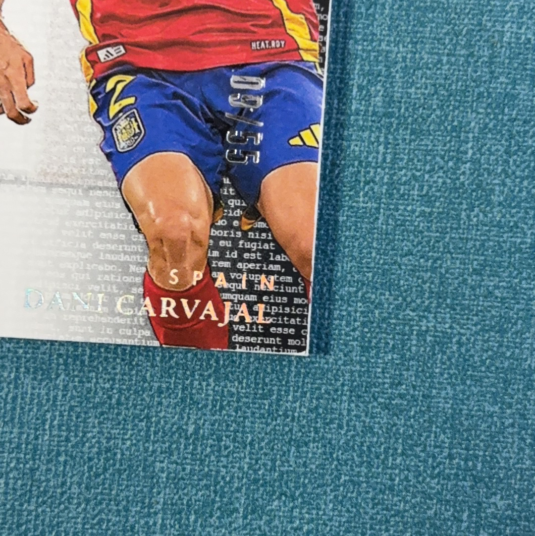 2024-25 Panini Noir 诺尔 Dani Carvajal 卡瓦哈尔 物料 09/55编 球衣 切割 折射 西班牙 皇家马德里 皇马 卡品如图 HGH