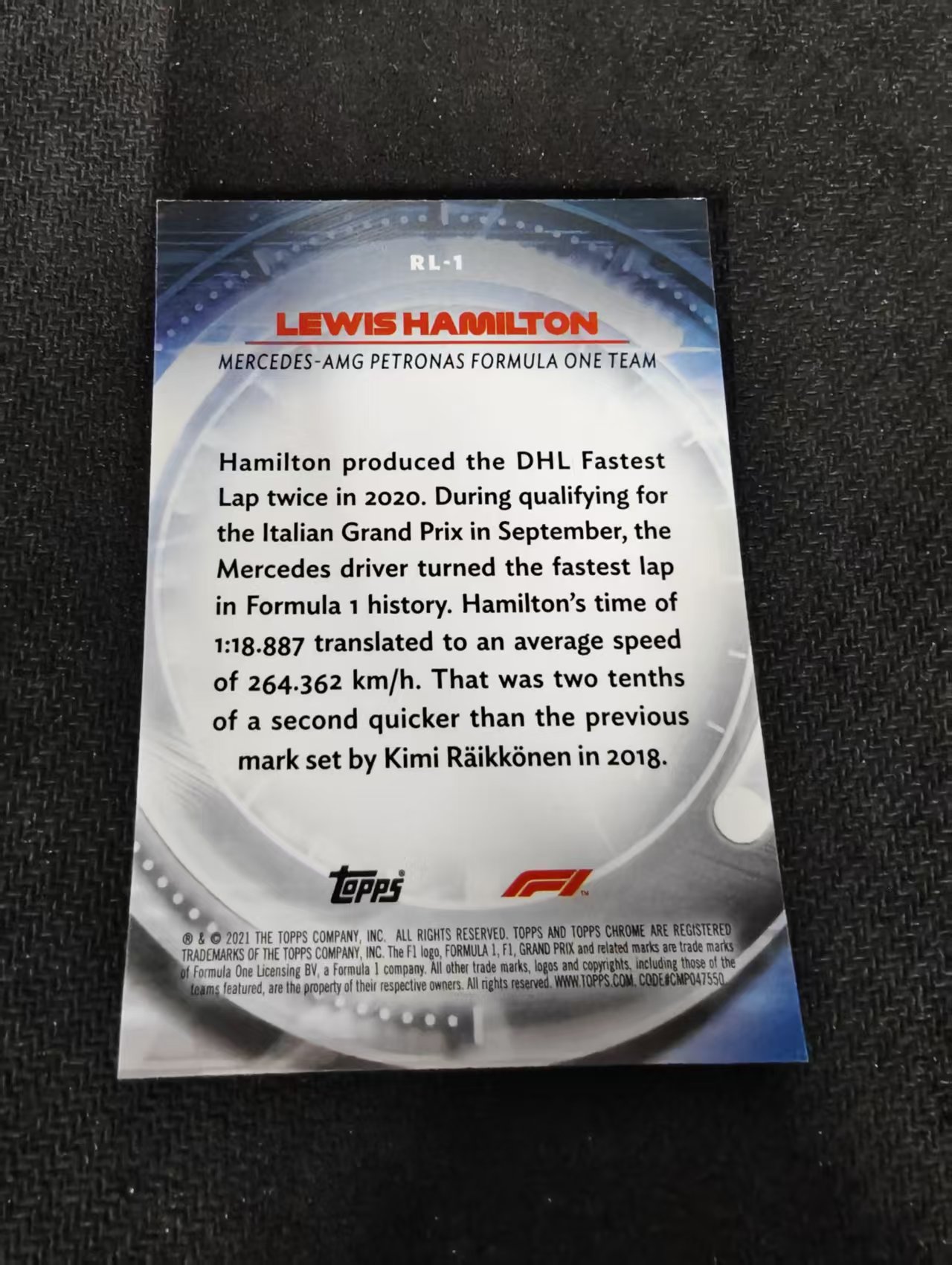 2021 Topps Chrome Lewis Hamilton F1 银折 red liners 特卡 汉密尔顿 梅赛德斯奔驰 划痕 边角瑕疵 #1