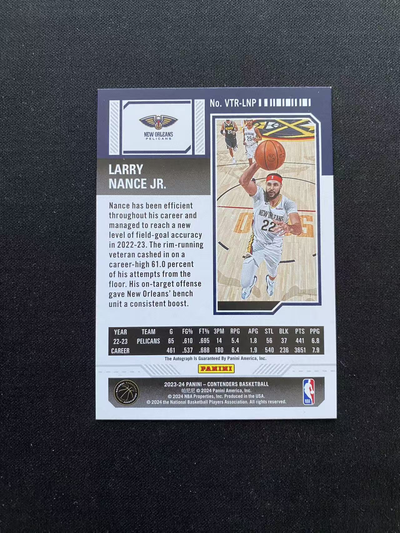 2023-24 Panini Contenders Larry Nance Jr 球票 小拉里 南斯 Veteran Ticket 签字 鹈鹕【king#5】