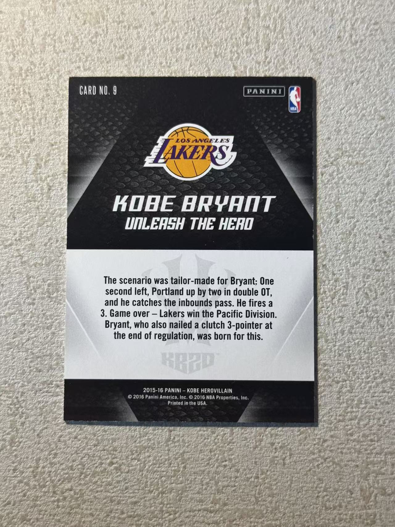 2015 Panini nba Kobe Bryant 湖人 科比 布莱恩特 恶棍天使 特卡 sp 经典选图 老卡微瑕 收藏必备