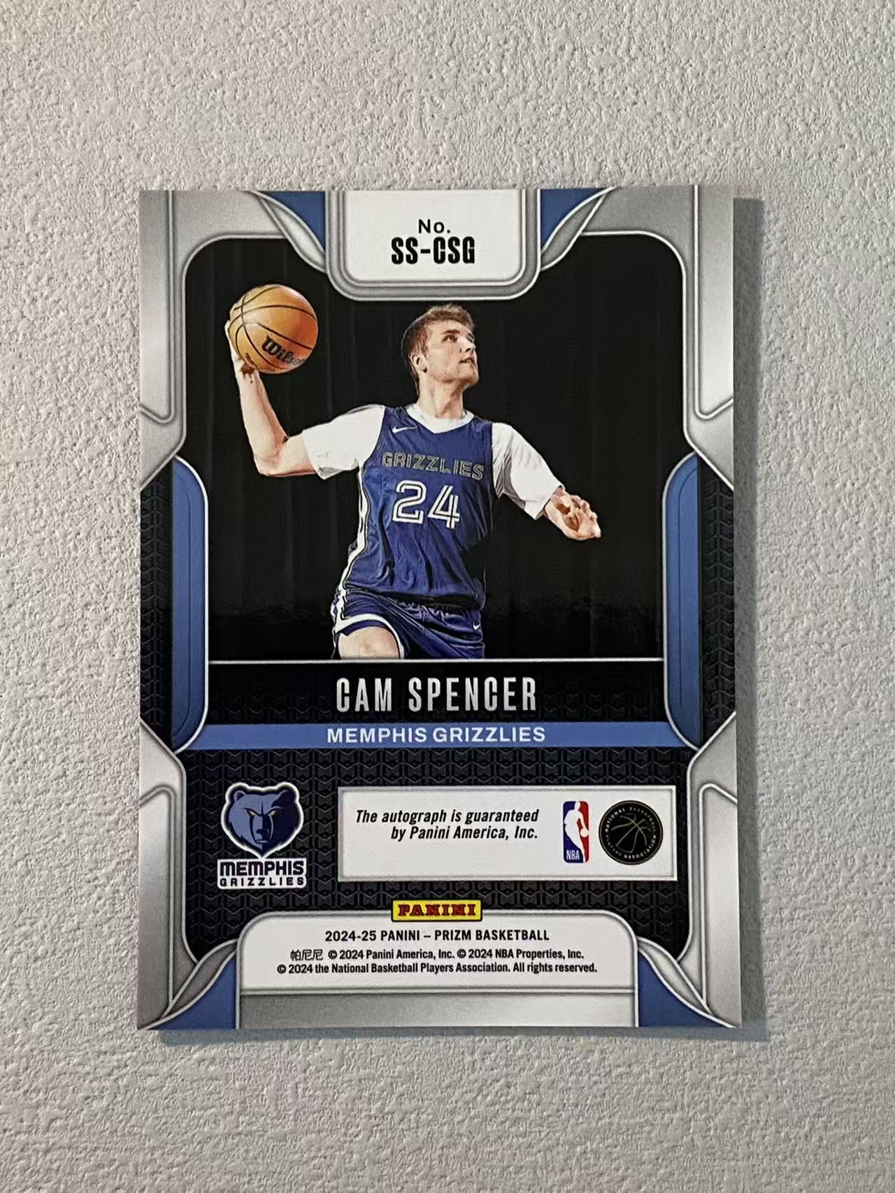 2024-25 Panini Prizm Cam Spencer RC pz 灰熊 新秀rc 斯潘塞 签字 SS签 收藏必备