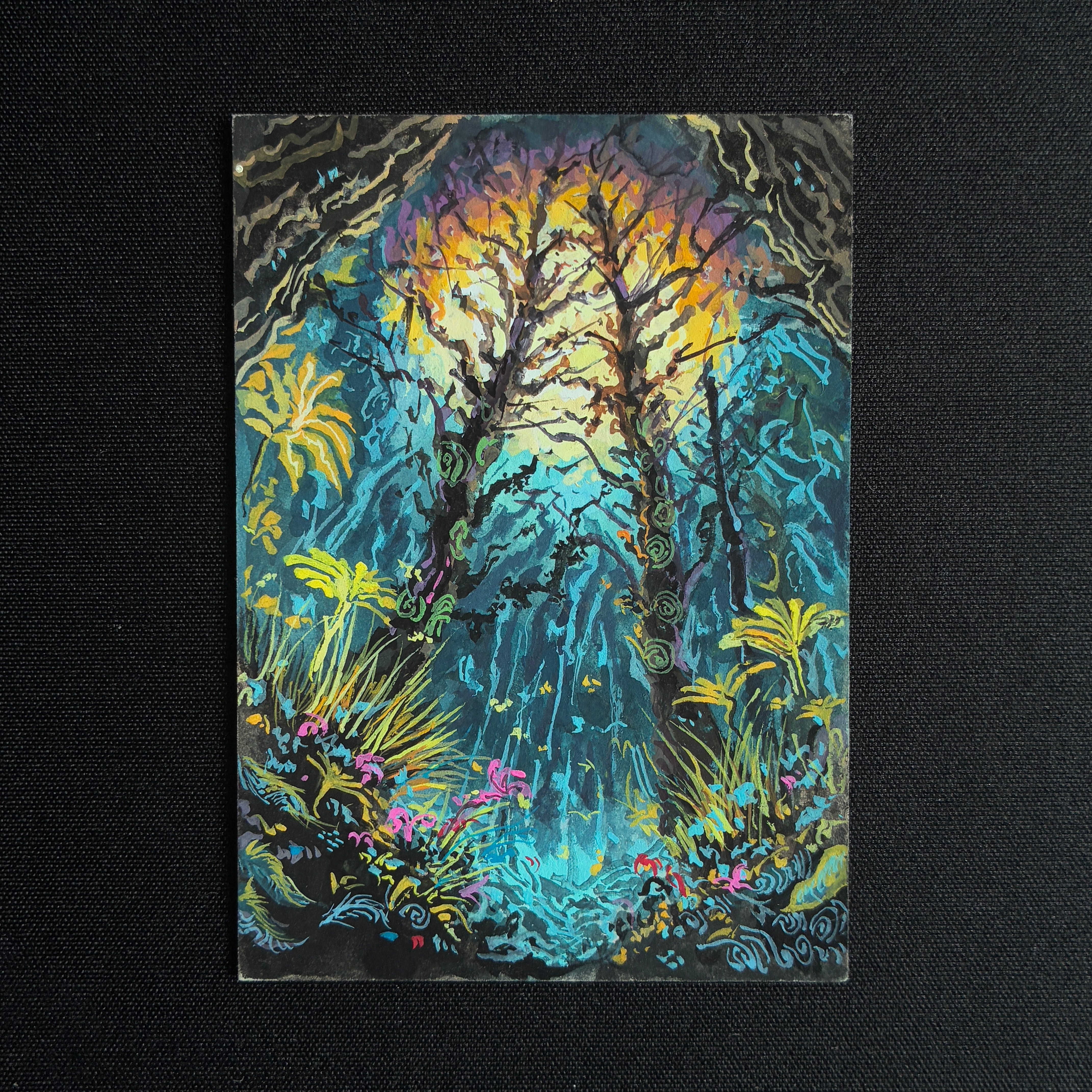 【Jackie杰基拍卖】逅居工作室 境系列 幽暗丛林 手绘卡 1/1 画师:肚庙(迷路)