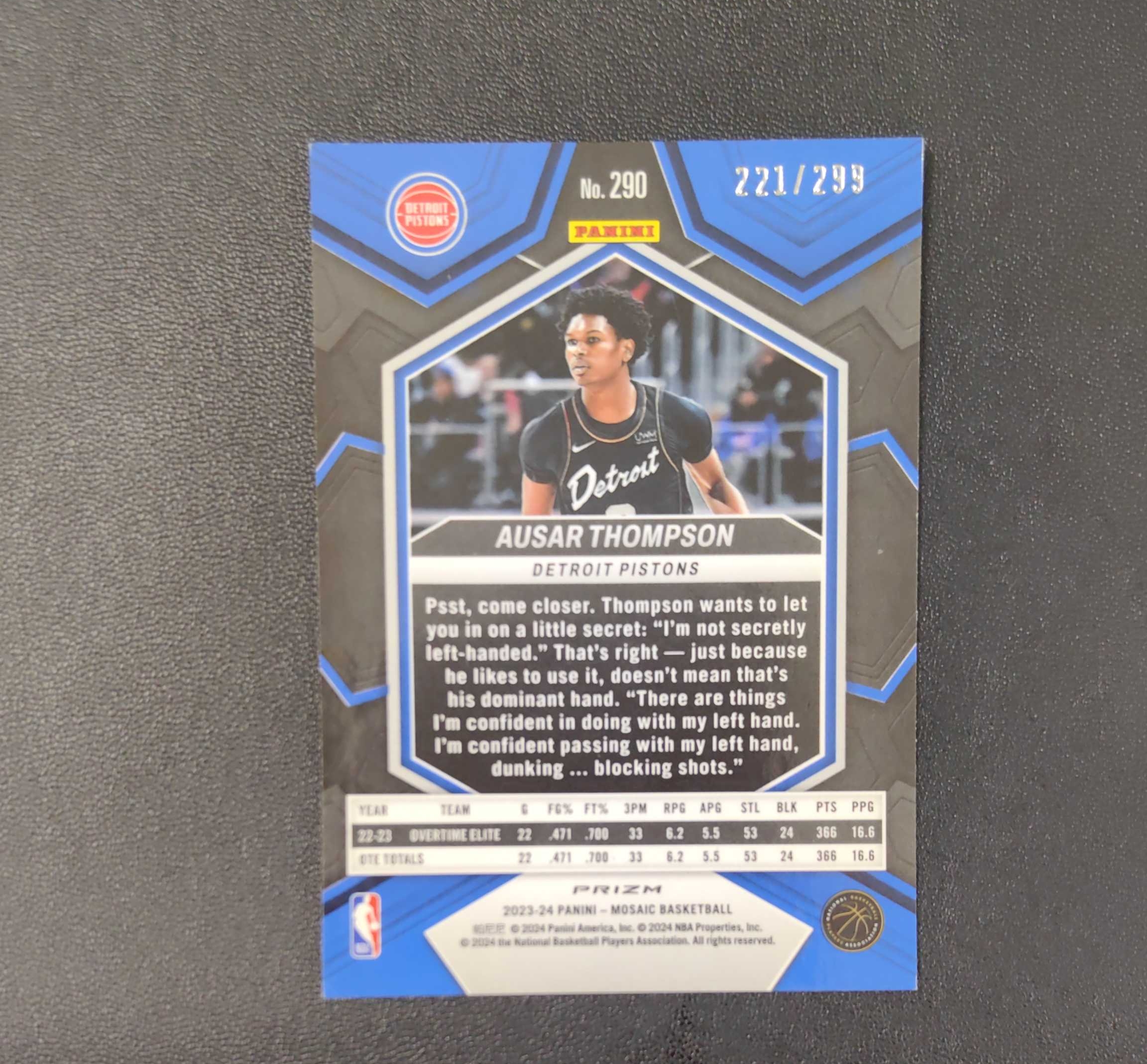 2023-24 panini Mosaic ausar thompson 马赛克 活塞 奥萨尔 汤普森 rc 新秀 红瀑布折 折射 /299编 sga 库里 文班亚马 詹姆斯 多张再拍