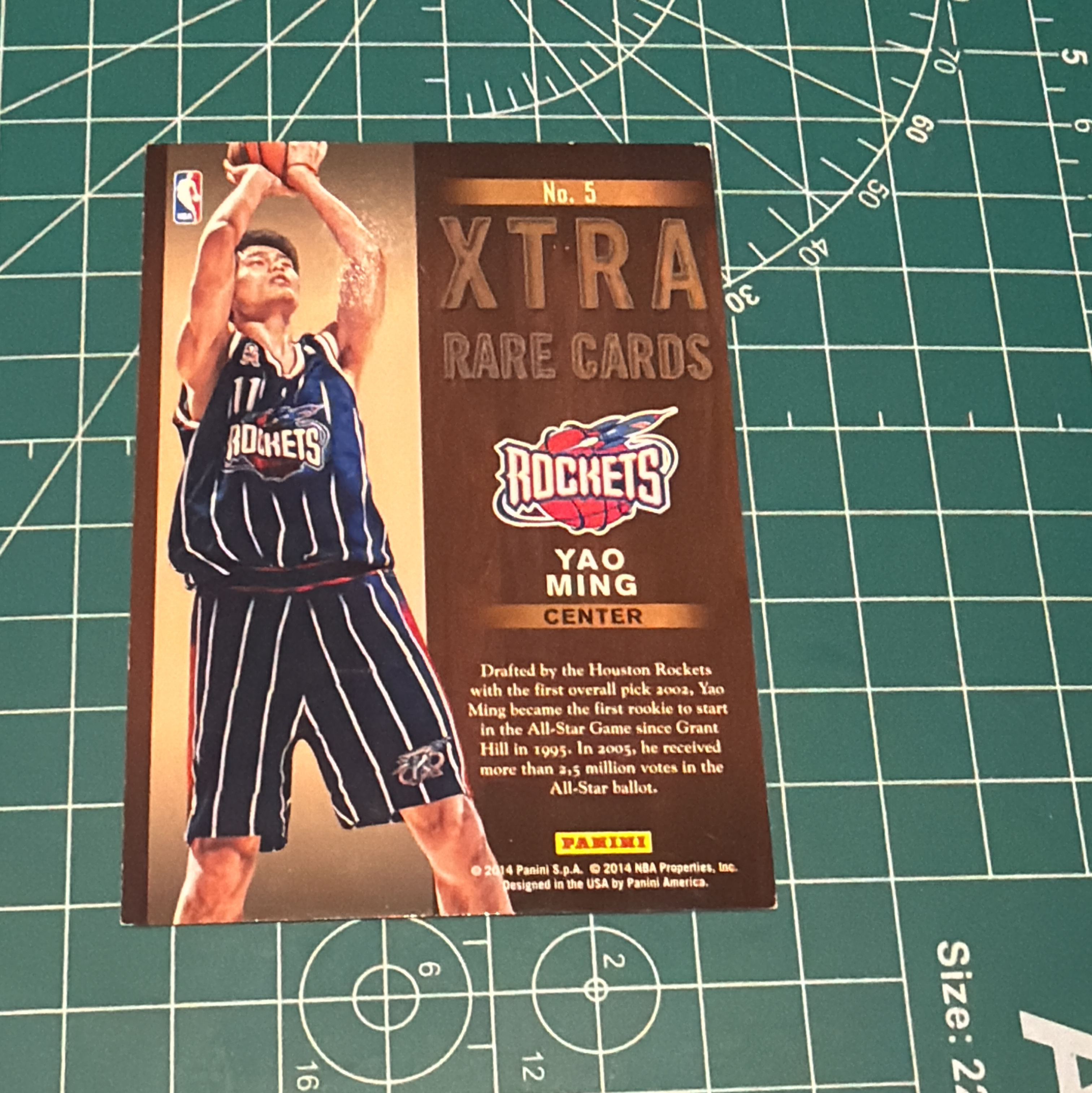 2014-15 Panini Americana Yao Ming S.p.a. 姚明 小巨人 Xtra超大比例特卡 大头双材质 hit 十年老卡