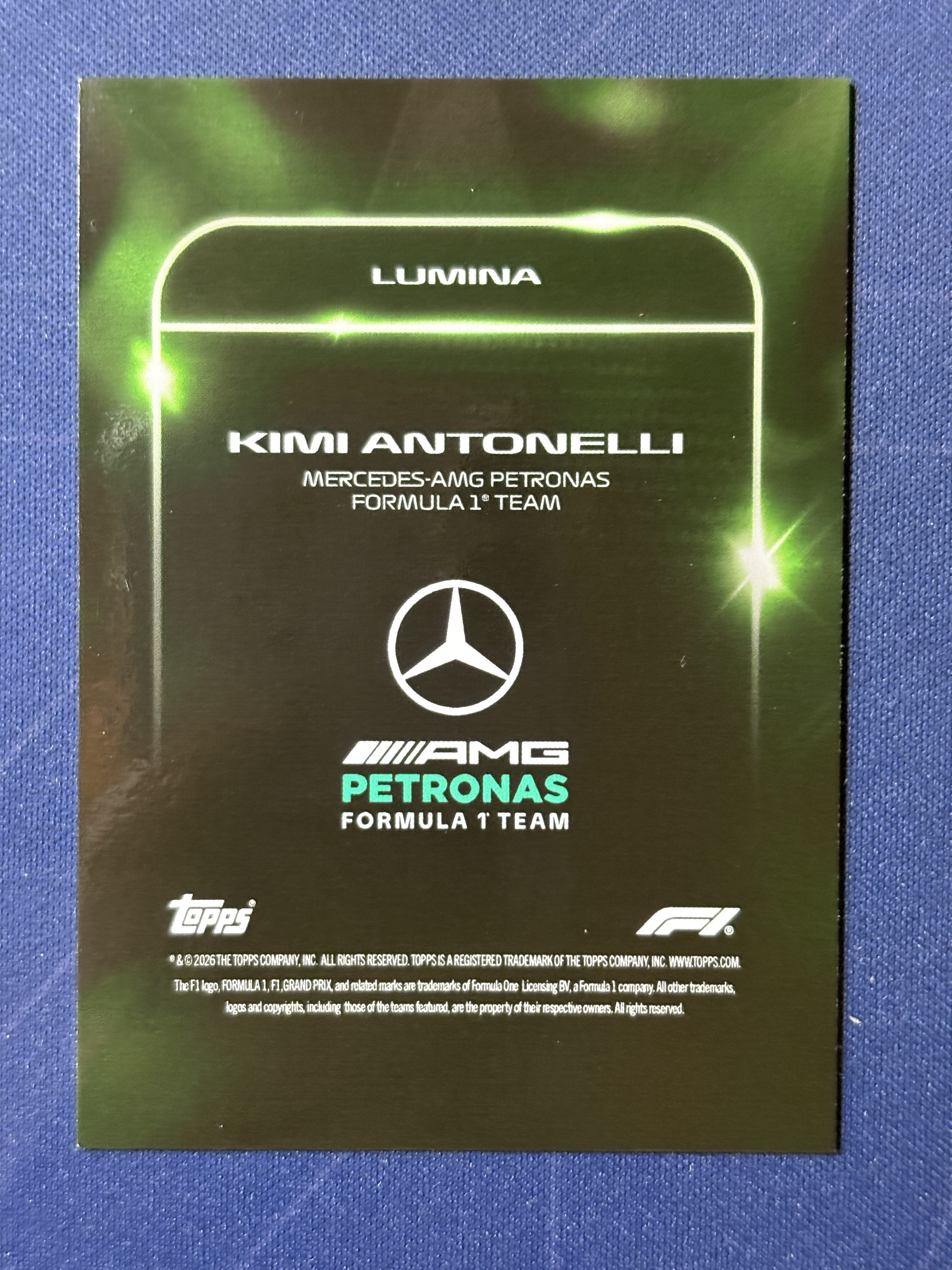 2026 Topps Lights Out Kimi Antonelli 【爆爆代卖】F1 熄灯 基米 安东内利 12/99编 绿折 梅赛德斯奔驰 车队 Lumina 高光时刻 特卡 卡品如图 #冷哥